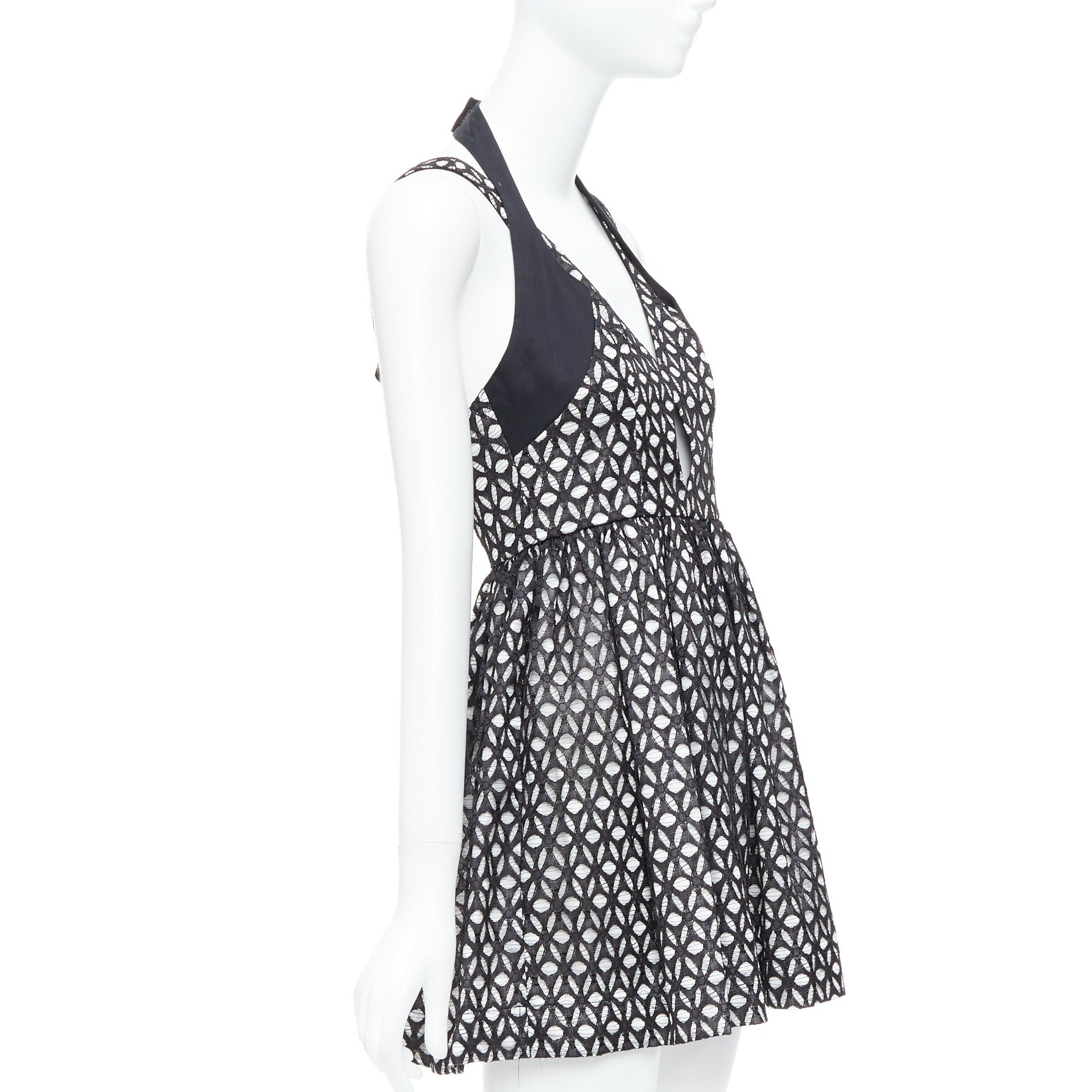 Alice McCall ALICE MCCALL Dust to Glory black eyelet overlay halter mini dress UK8 S Size M / US 6-8 / IT 42-44 - 3 Thumbnail
