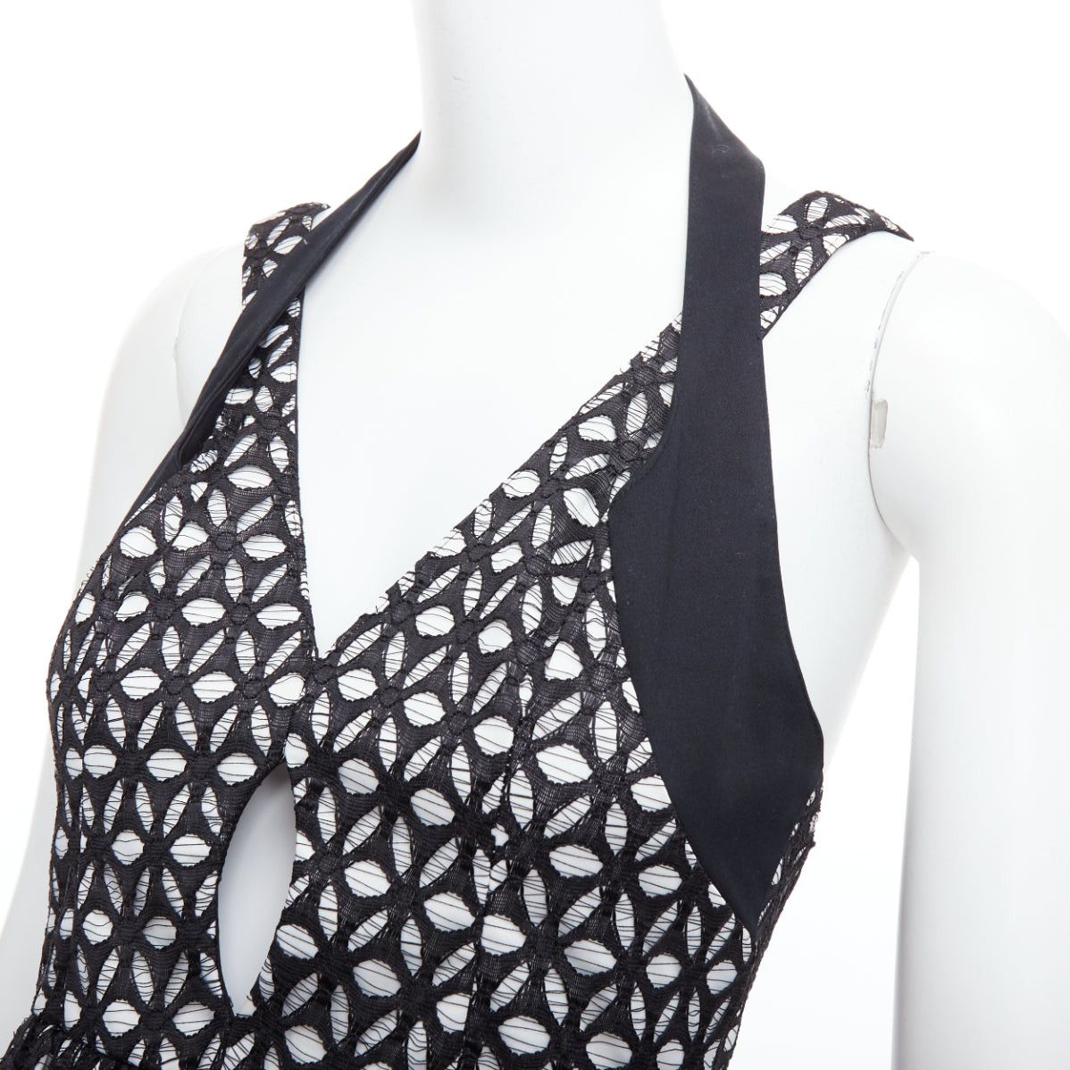 Alice McCall ALICE MCCALL Dust to Glory black eyelet overlay halter mini dress UK8 S Size M / US 6-8 / IT 42-44 - 2 Thumbnail