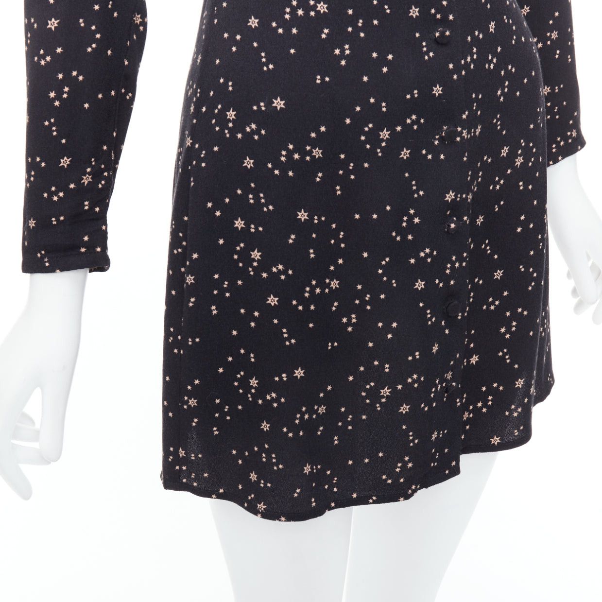 Reformation REFORMATION Courtney black star galactic print V neck mini dress US2 S Size S / US 4 / IT 40 - 7 Thumbnail