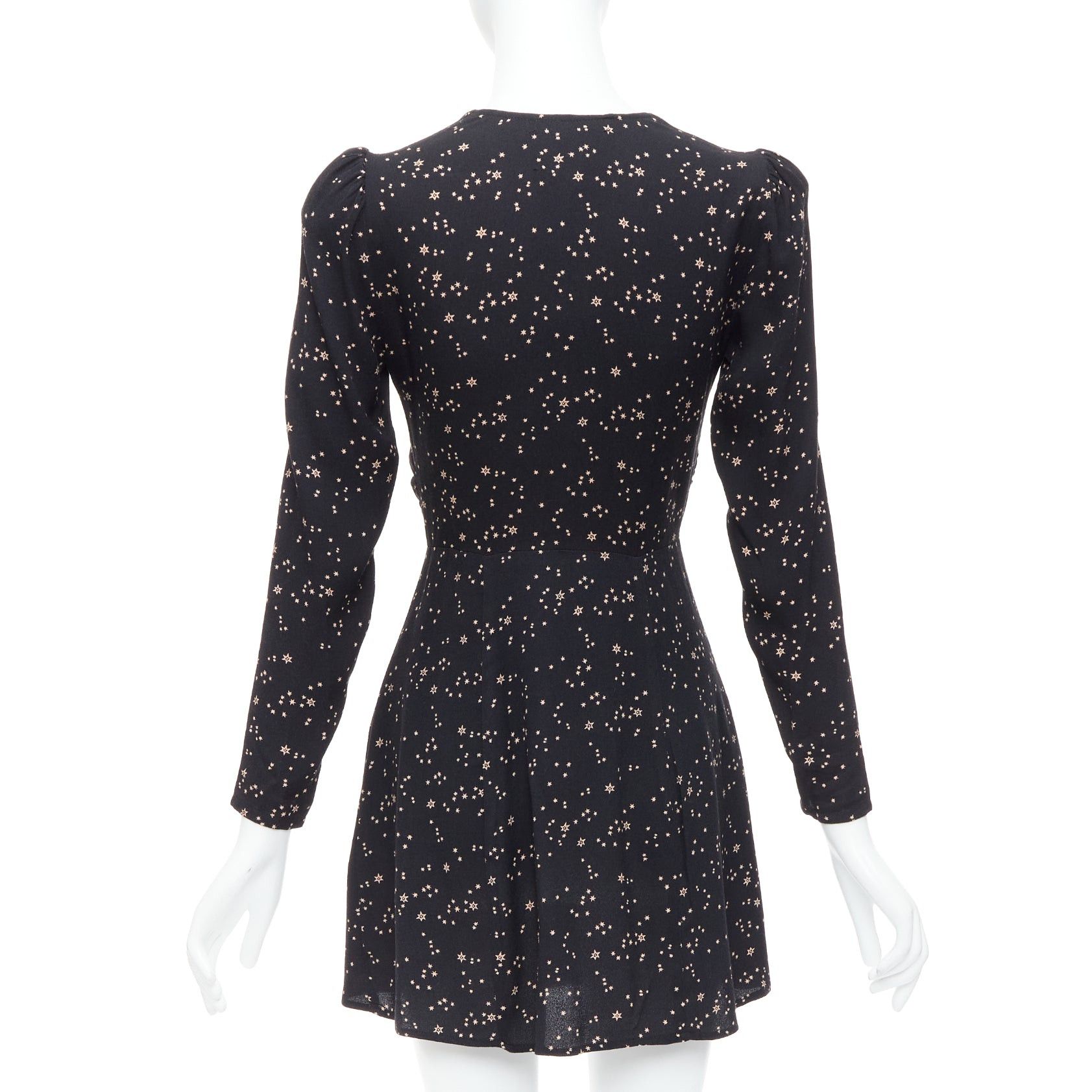 Reformation REFORMATION Courtney black star galactic print V neck mini dress US2 S Size S / US 4 / IT 40 - 5 Thumbnail