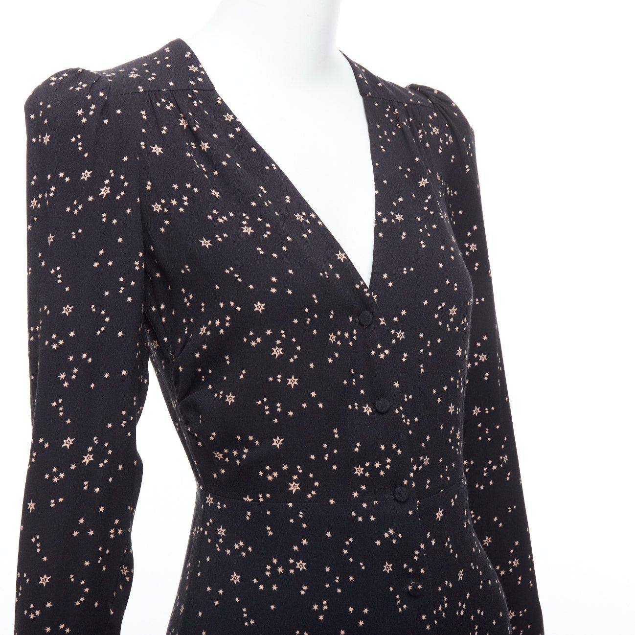 Reformation REFORMATION Courtney black star galactic print V neck mini dress US2 S Size S / US 4 / IT 40 - 2 Thumbnail