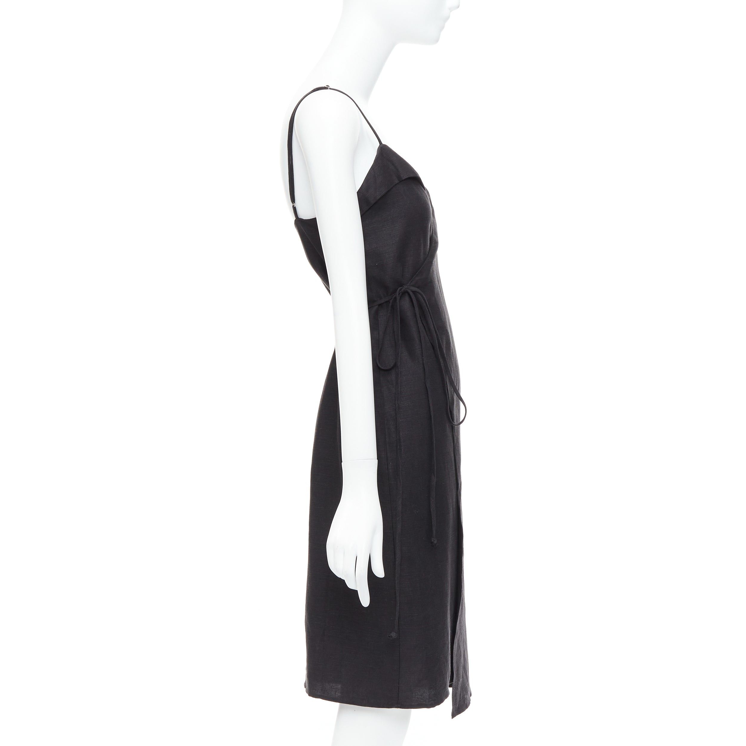 Reformation REFORMATION Crus black tencel linen V neck wrap dress XS Size S / US 4 / IT 40 - 4 Thumbnail