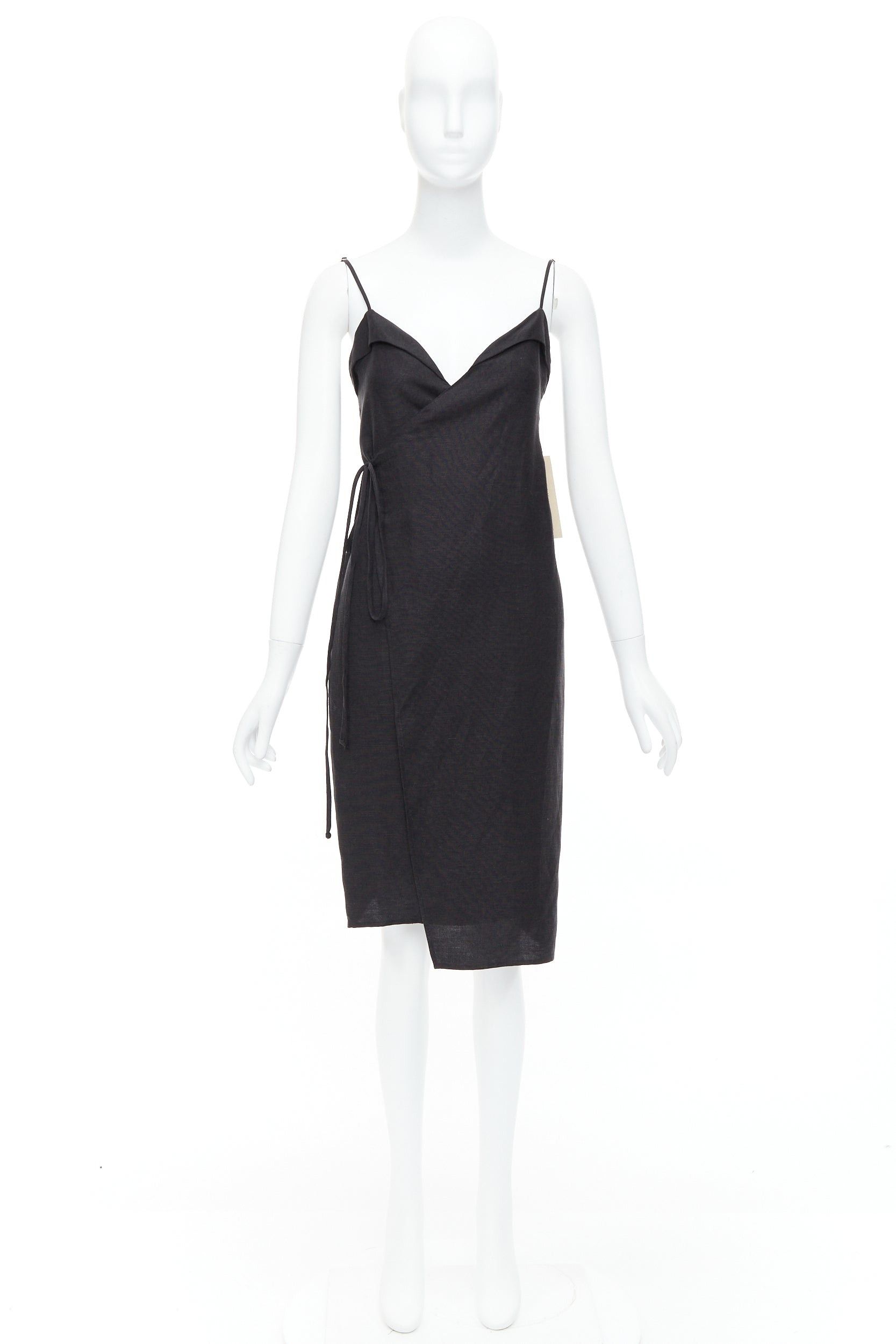Reformation REFORMATION Crus black tencel linen V neck wrap dress XS Size S / US 4 / IT 40 - 9 Thumbnail