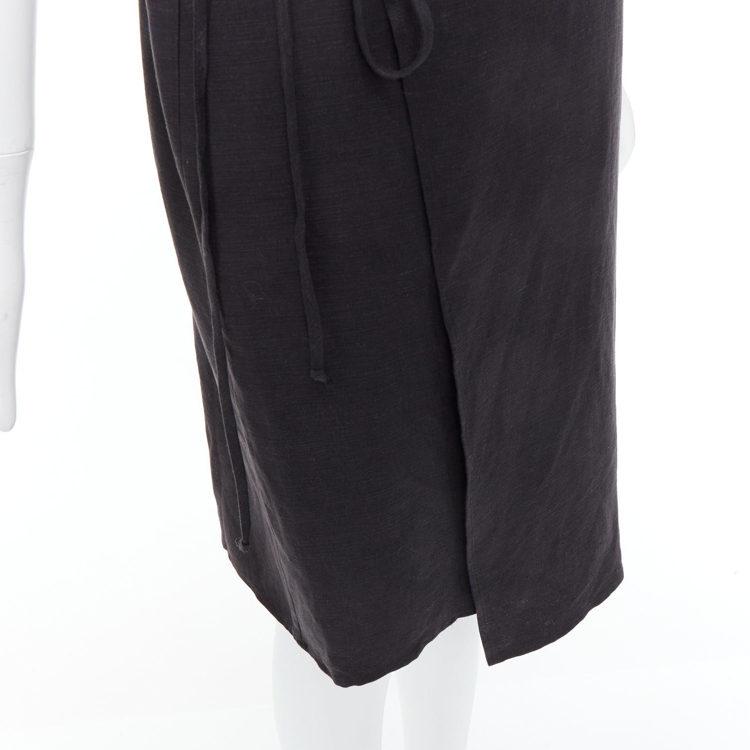 Reformation REFORMATION Crus black tencel linen V neck wrap dress XS Size S / US 4 / IT 40 - 7 Thumbnail