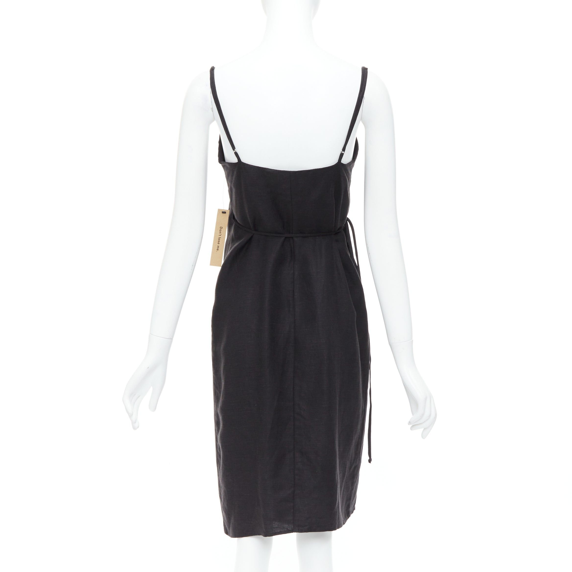 Reformation REFORMATION Crus black tencel linen V neck wrap dress XS Size S / US 4 / IT 40 - 5 Thumbnail