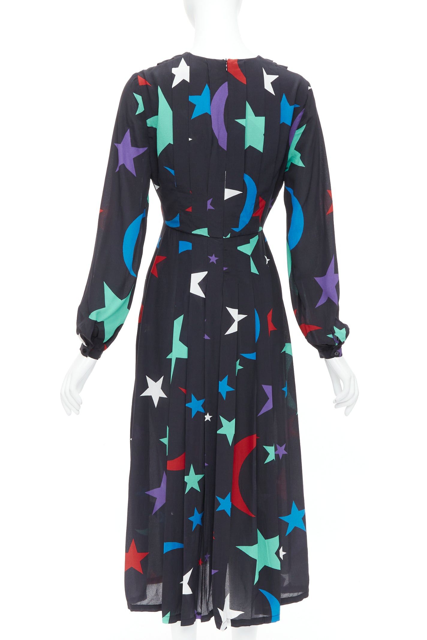 RIXO RIXO LONDON Constellation 100% silk black star print V neck dress S Size S / US 4 / IT 40 - 4 Thumbnail