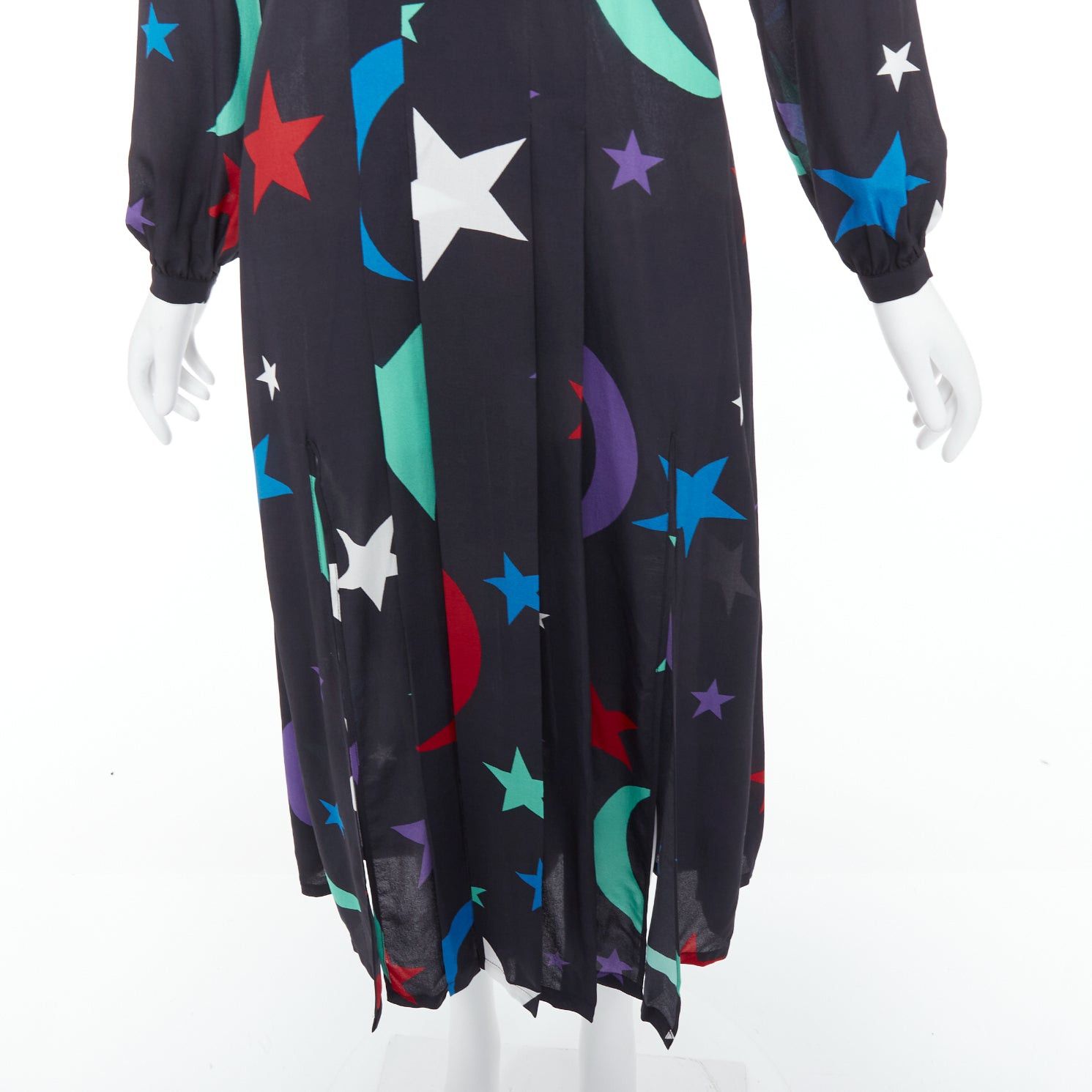 RIXO RIXO LONDON Constellation 100% silk black star print V neck dress S Size S / US 4 / IT 40 - 7 Thumbnail