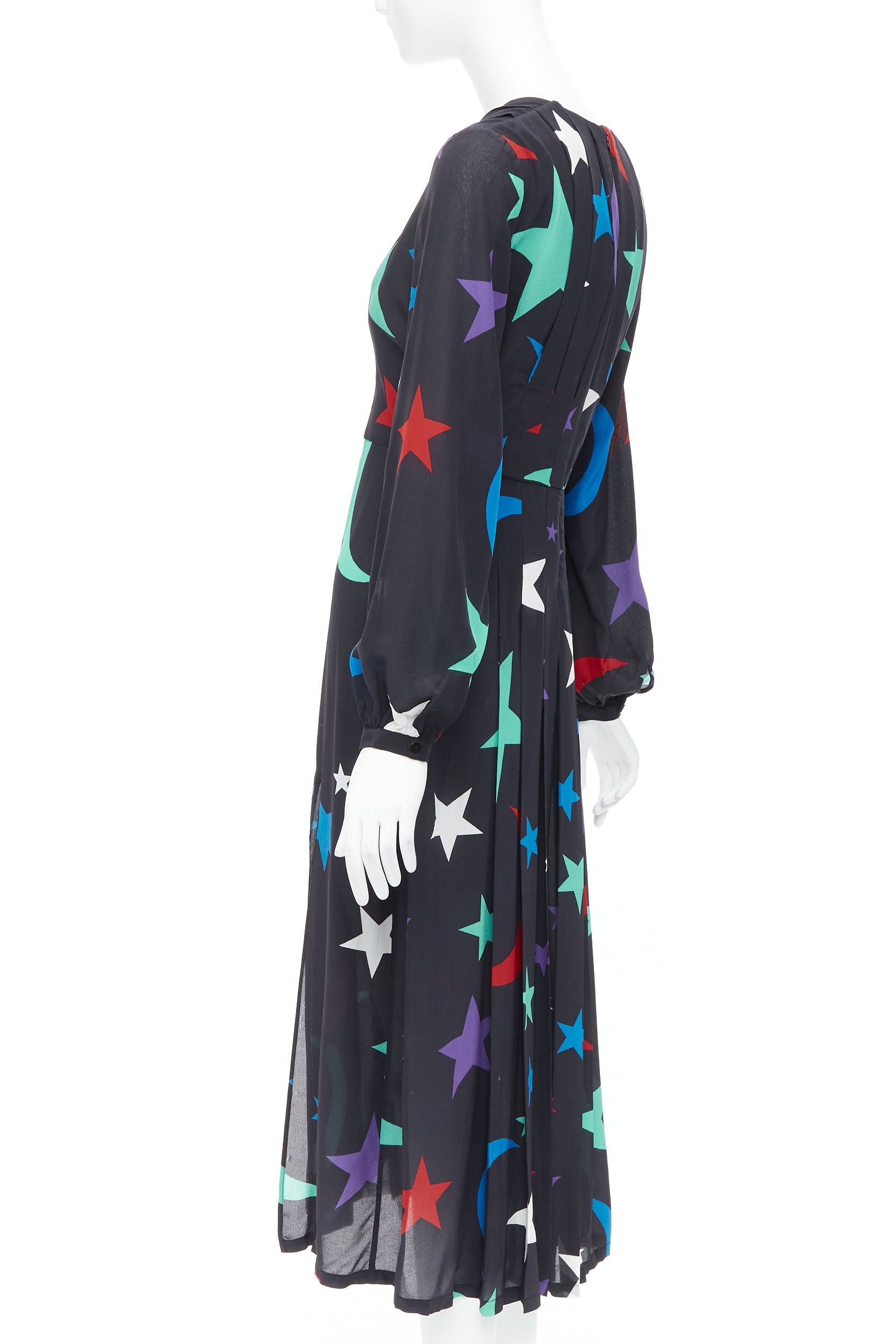 RIXO RIXO LONDON Constellation 100% silk black star print V neck dress S Size S / US 4 / IT 40 - 5 Thumbnail