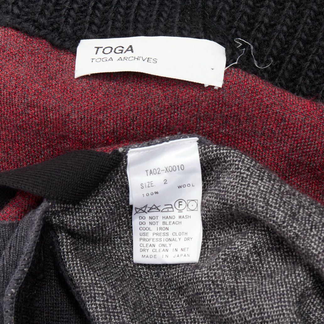 Toga TOGA ARCHIVES red grey ethnic intarsia deconstructed cardigan JP2 M Size M / US 6-8 / IT 42-44 - 9 Thumbnail