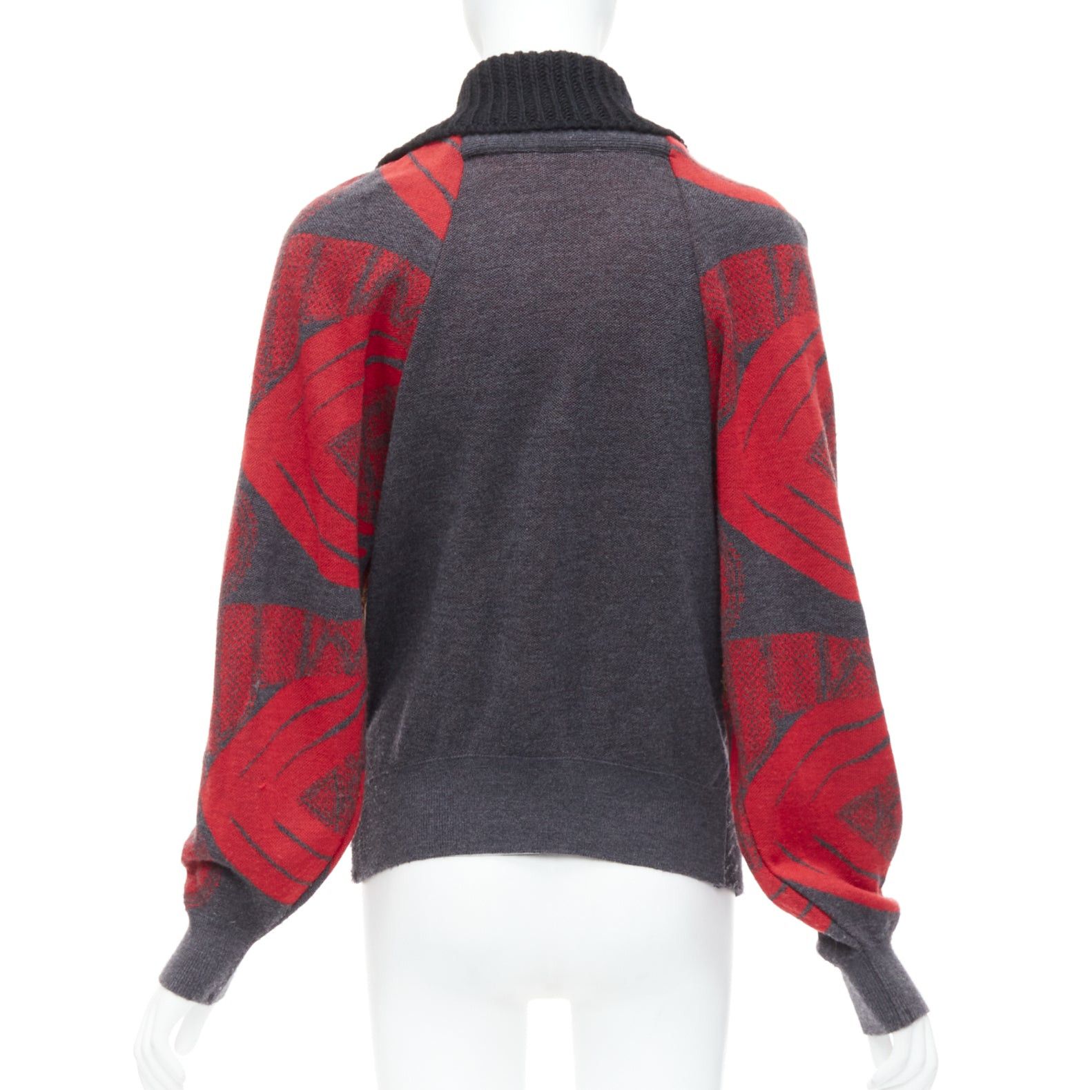Toga TOGA ARCHIVES red grey ethnic intarsia deconstructed cardigan JP2 M Size M / US 6-8 / IT 42-44 - 6 Thumbnail