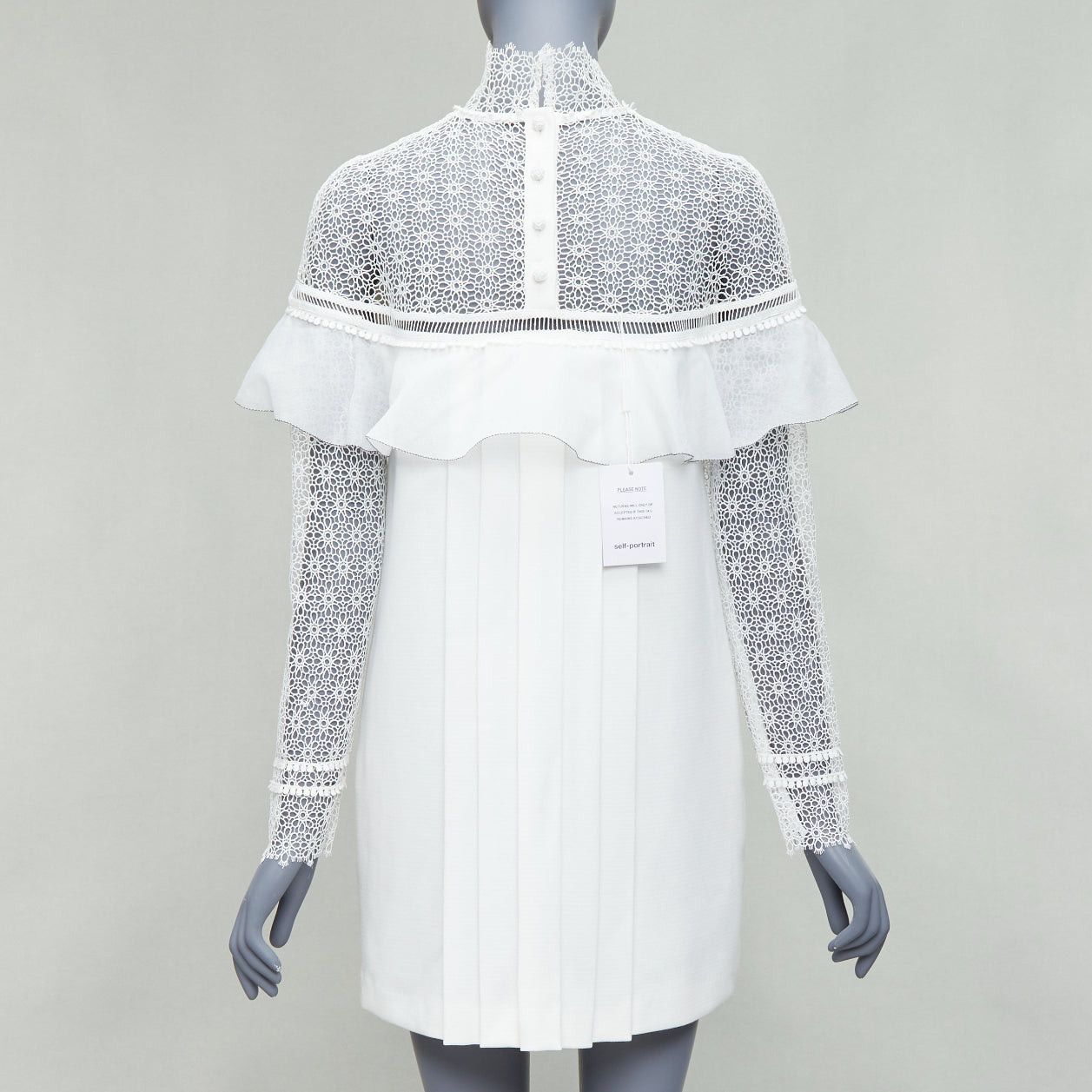 Self-Portrait SELF PORTRAIT Military Cape Shoulder white floral lace ruffle dress UK4 XXS Size M / US 6-8 / IT 42-44 - 5 Thumbnail