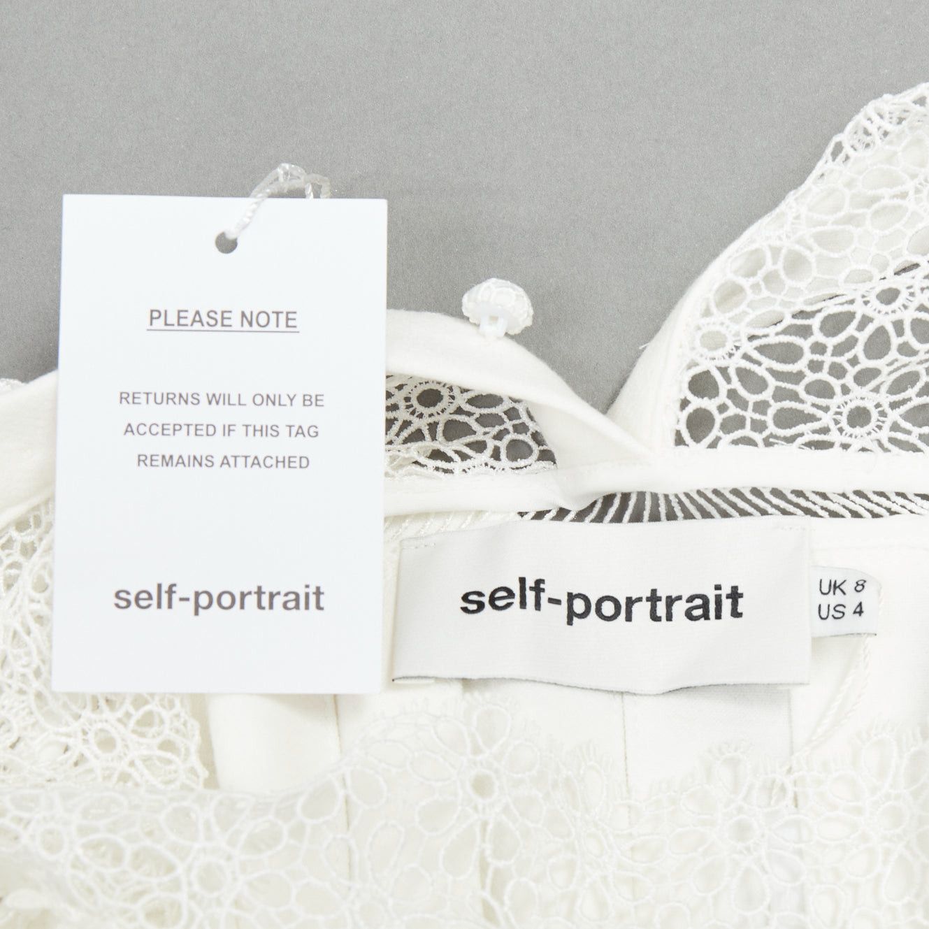 Self-Portrait SELF PORTRAIT Military Cape Shoulder white floral lace ruffle dress UK4 XXS Size M / US 6-8 / IT 42-44 - 8 Thumbnail