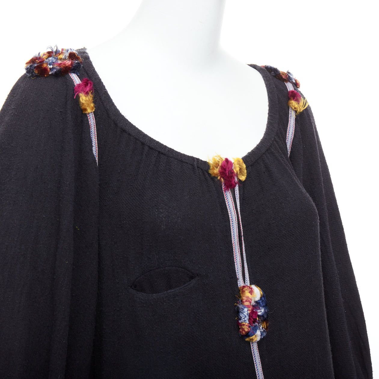 Isabel Marant ISABEL MARANT black multicolour pompom trim boho dress Sz.1 S Size S / US 4 / IT 40 - 2 Thumbnail
