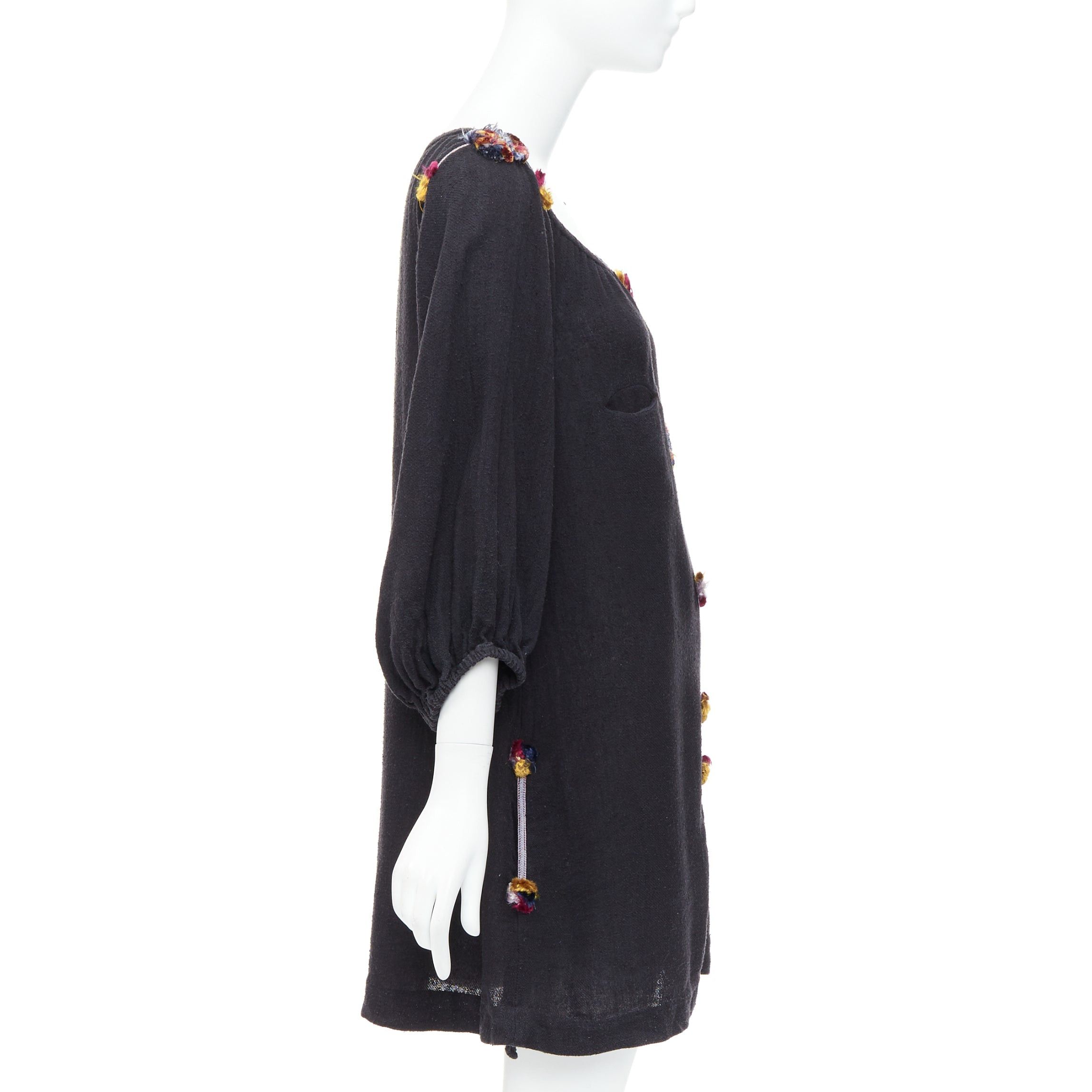 Isabel Marant ISABEL MARANT black multicolour pompom trim boho dress Sz.1 S Size S / US 4 / IT 40 - 4 Thumbnail