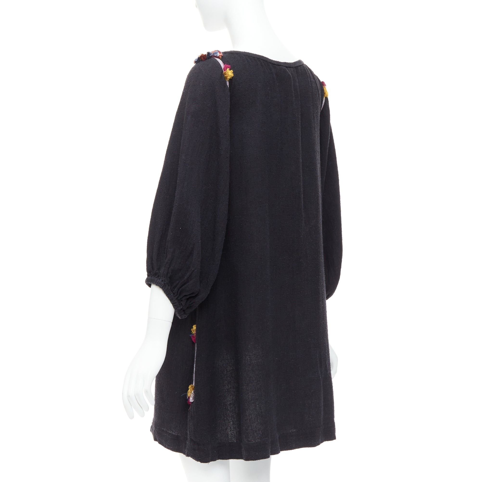 Isabel Marant ISABEL MARANT black multicolour pompom trim boho dress Sz.1 S Size S / US 4 / IT 40 - 6 Thumbnail