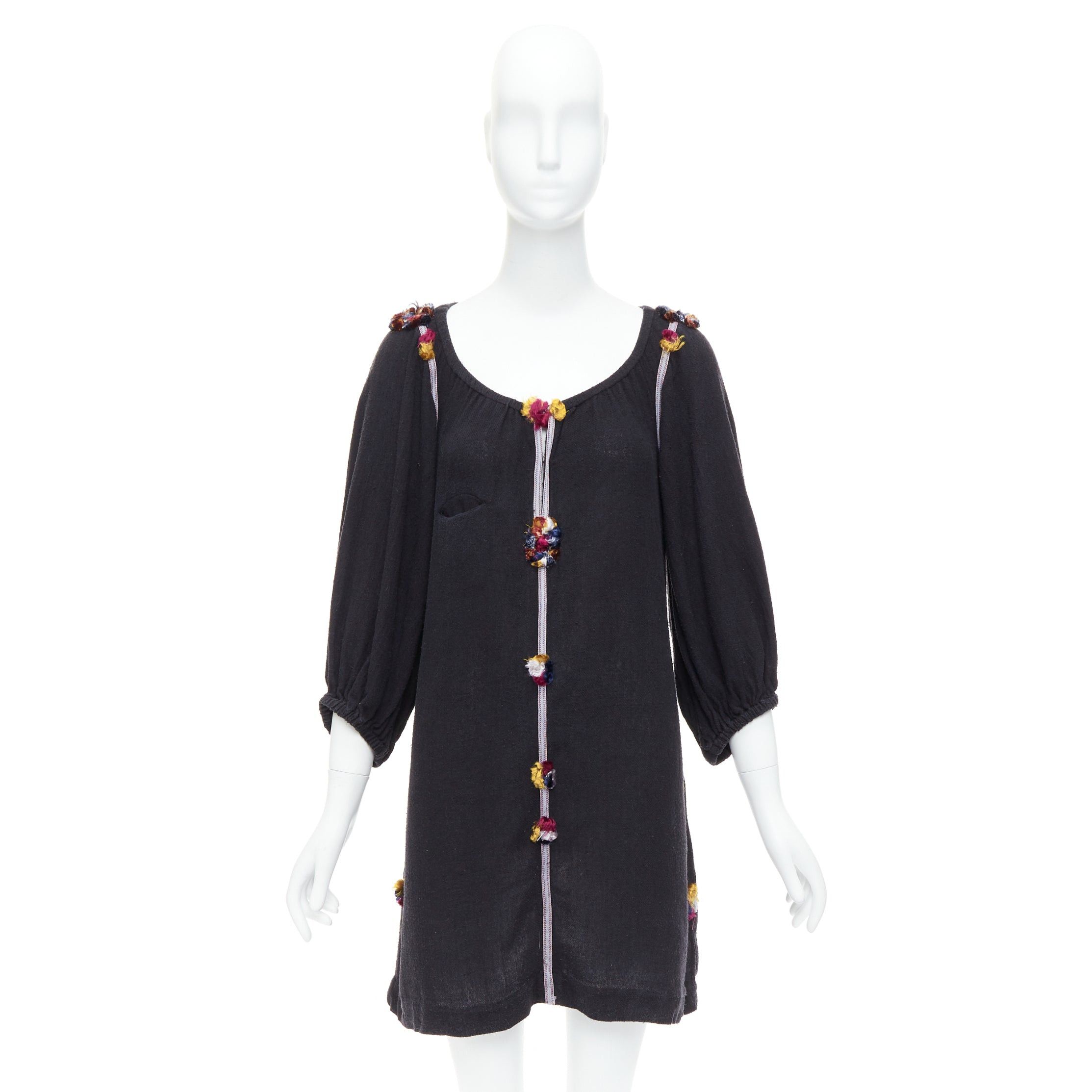 Isabel Marant ISABEL MARANT black multicolour pompom trim boho dress Sz.1 S Size S / US 4 / IT 40 - 9 Thumbnail