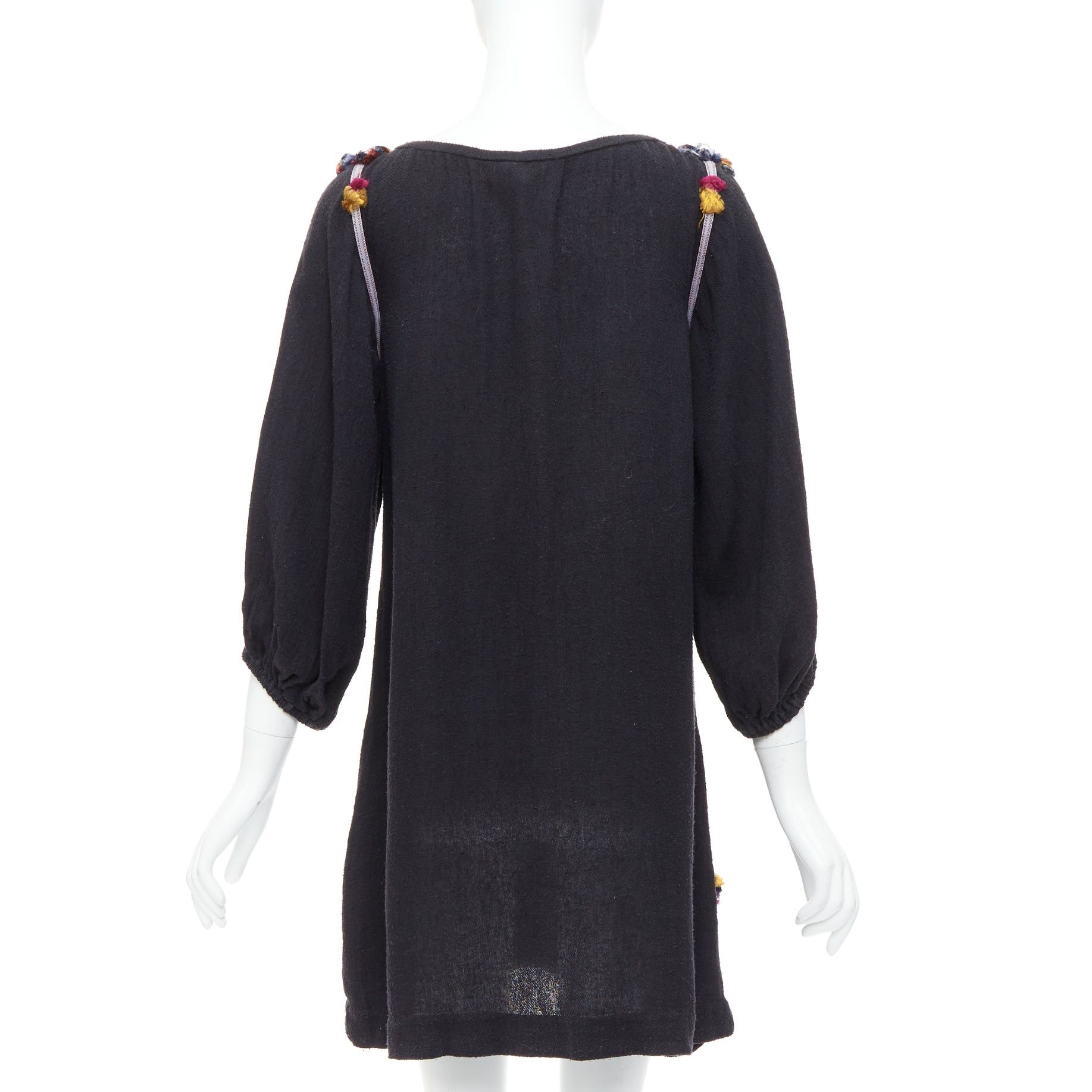 Isabel Marant ISABEL MARANT black multicolour pompom trim boho dress Sz.1 S Size S / US 4 / IT 40 - 5 Thumbnail