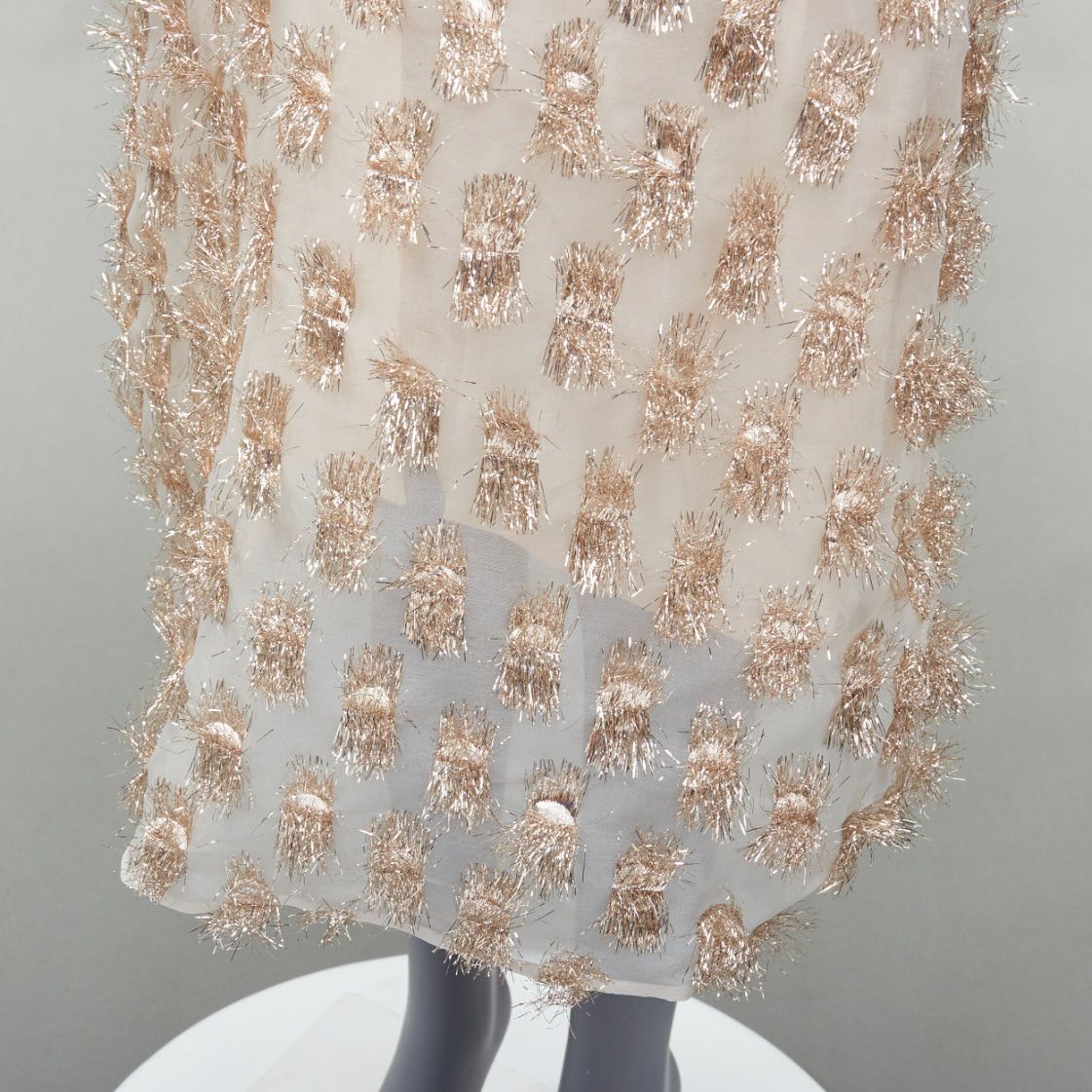 RAEY RAEY Long Day gold tinsel nude silk spaghetti strap midi dress UK8 S Size S / US 4 / IT 40 - 7 Thumbnail