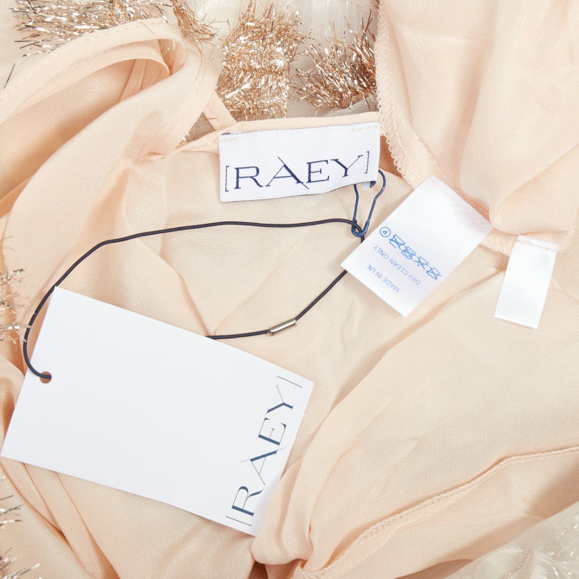 RAEY RAEY Long Day gold tinsel nude silk spaghetti strap midi dress UK8 S Size S / US 4 / IT 40 - 8 Thumbnail
