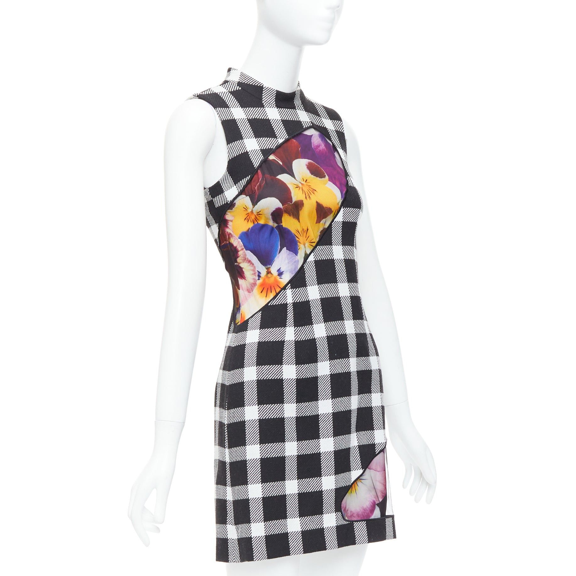 Christopher Kane CHRISTOPHER KANE virgin wool multicolor orchid plaid print dress IT38 XS Size XS / US 0-2 / IT 36-38 - 3 Thumbnail