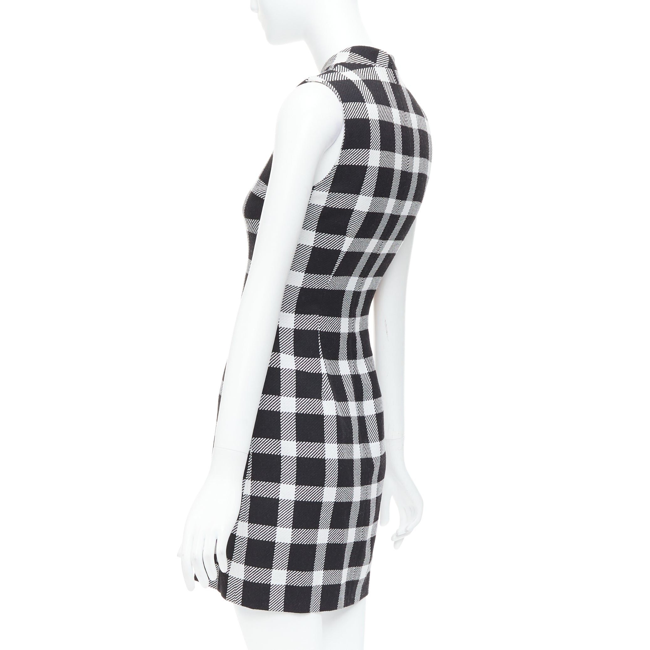 Christopher Kane CHRISTOPHER KANE virgin wool multicolor orchid plaid print dress IT38 XS Size XS / US 0-2 / IT 36-38 - 6 Thumbnail