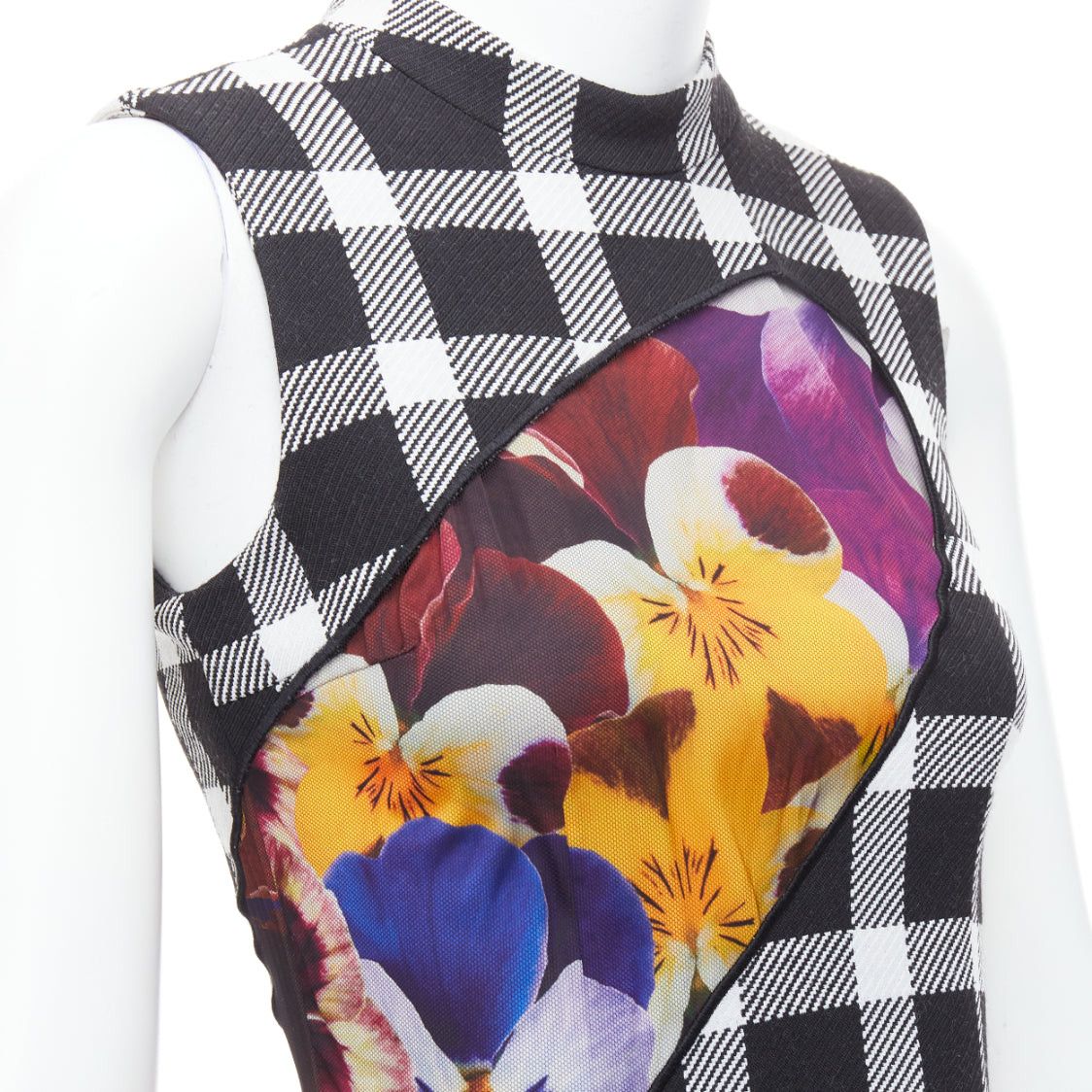 Christopher Kane CHRISTOPHER KANE virgin wool multicolor orchid plaid print dress IT38 XS Size XS / US 0-2 / IT 36-38 - 2 Thumbnail
