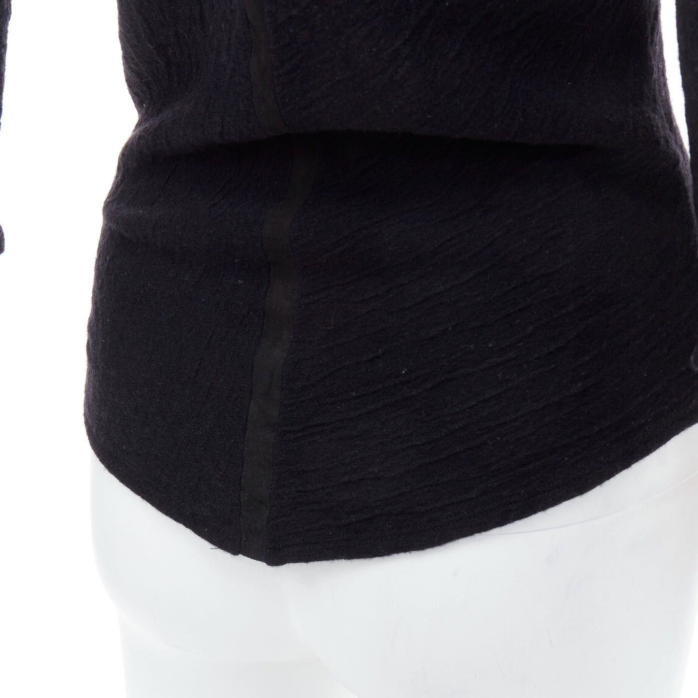 The Row THE ROW black textured bateau neck cropped sleeve pullover top Size S / US 4 / IT 40 - 7 Thumbnail