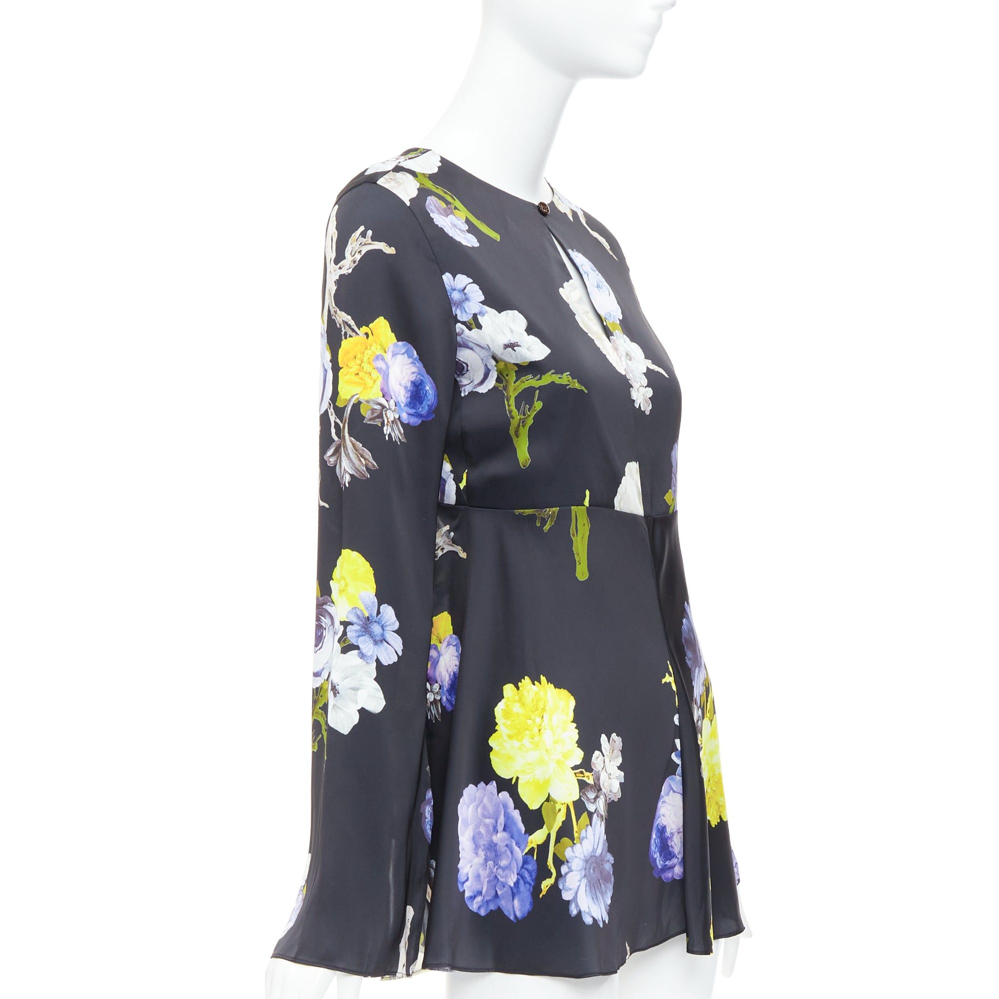 Acne Studios ACNE STUDIOS 2017 Bahari purple black floral silky flare cut out top FR34 XS Size XS / US 0-2 / IT 36-38 - 3 Thumbnail