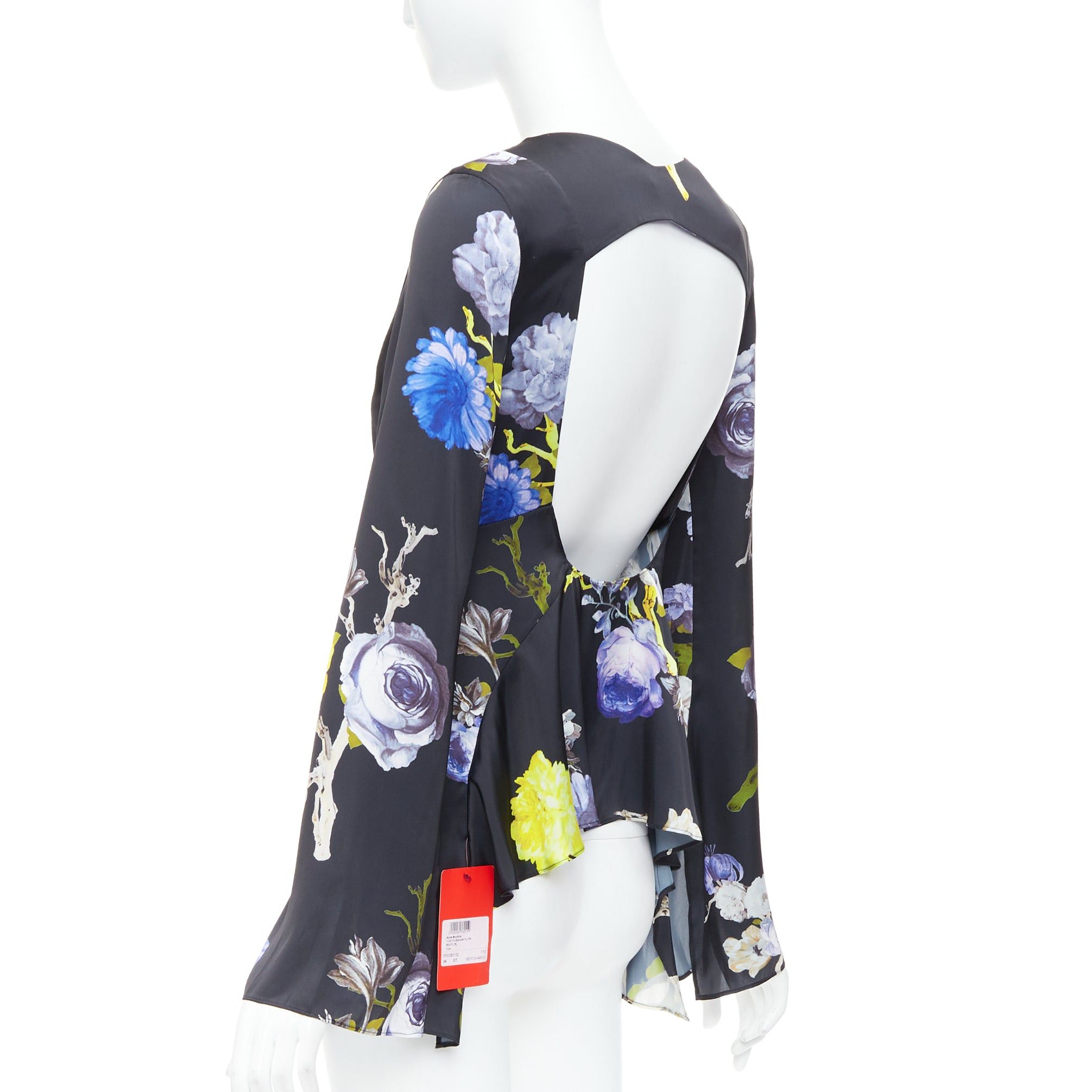 Acne Studios ACNE STUDIOS 2017 Bahari purple black floral silky flare cut out top FR34 XS Size XS / US 0-2 / IT 36-38 - 5 Thumbnail