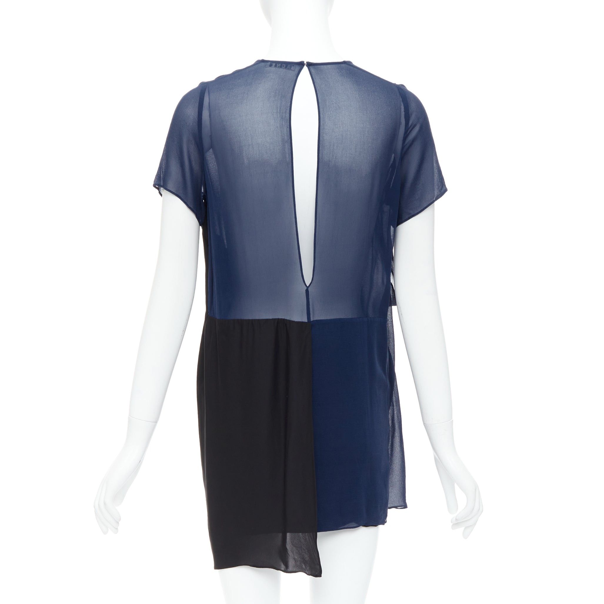 Acne Studios ACNE STUDIOS 2013 Paloma black navy bicolor drape dress FR34 XS Size XS / US 0-2 / IT 36-38 - 5 Thumbnail