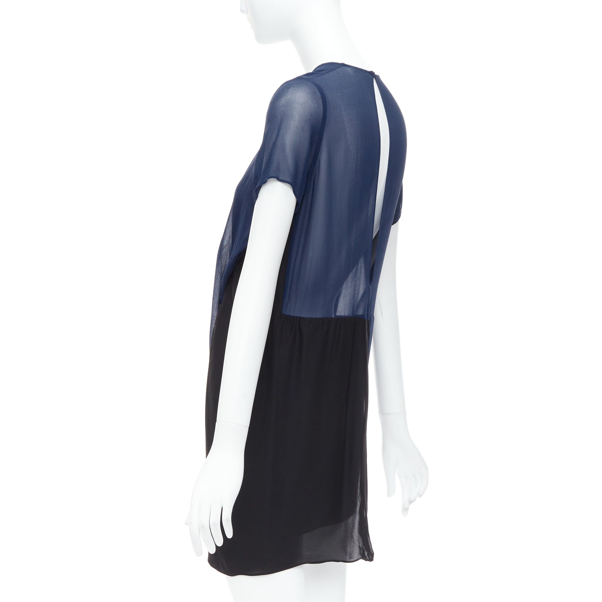 Acne Studios ACNE STUDIOS 2013 Paloma black navy bicolor drape dress FR34 XS Size XS / US 0-2 / IT 36-38 - 6 Thumbnail