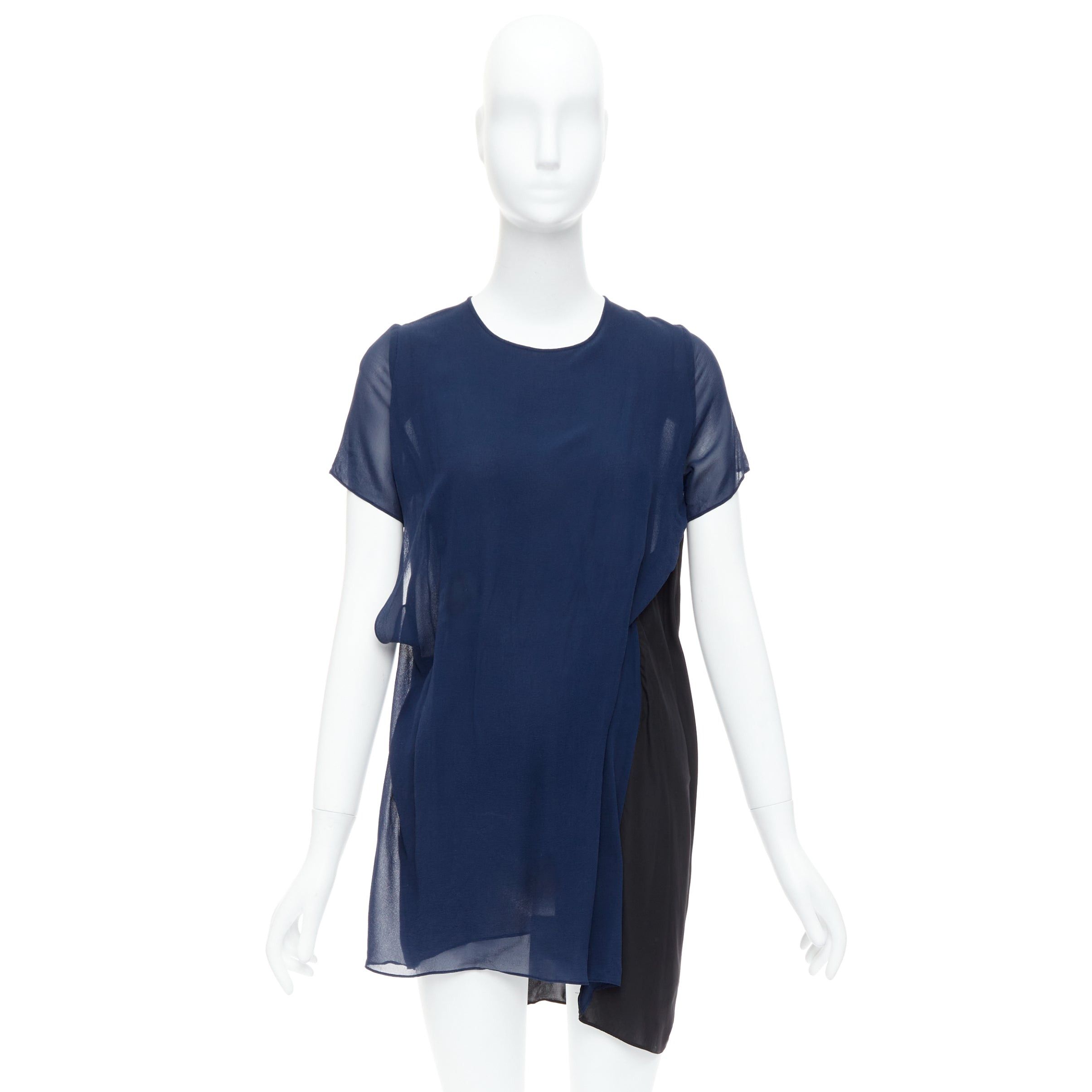 Acne Studios ACNE STUDIOS 2013 Paloma black navy bicolor drape dress FR34 XS Size XS / US 0-2 / IT 36-38 - 9 Thumbnail