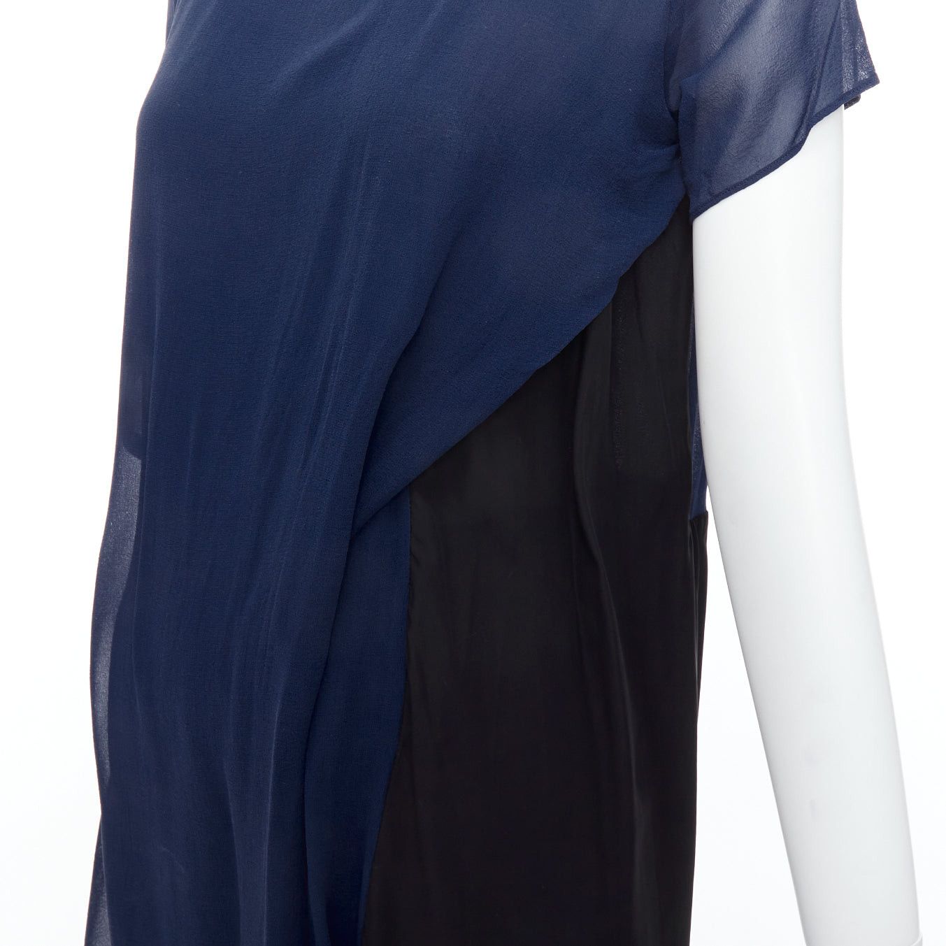 Acne Studios ACNE STUDIOS 2013 Paloma black navy bicolor drape dress FR34 XS Size XS / US 0-2 / IT 36-38 - 7 Thumbnail