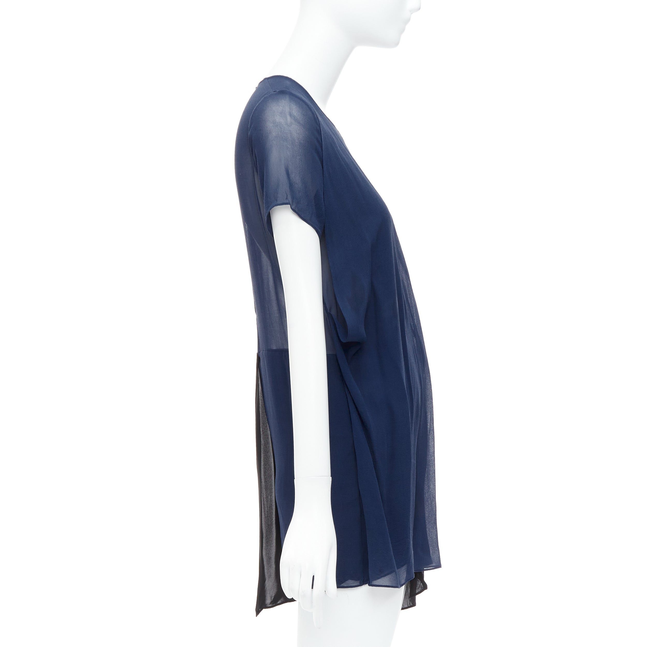 Acne Studios ACNE STUDIOS 2013 Paloma black navy bicolor drape dress FR34 XS Size XS / US 0-2 / IT 36-38 - 4 Thumbnail