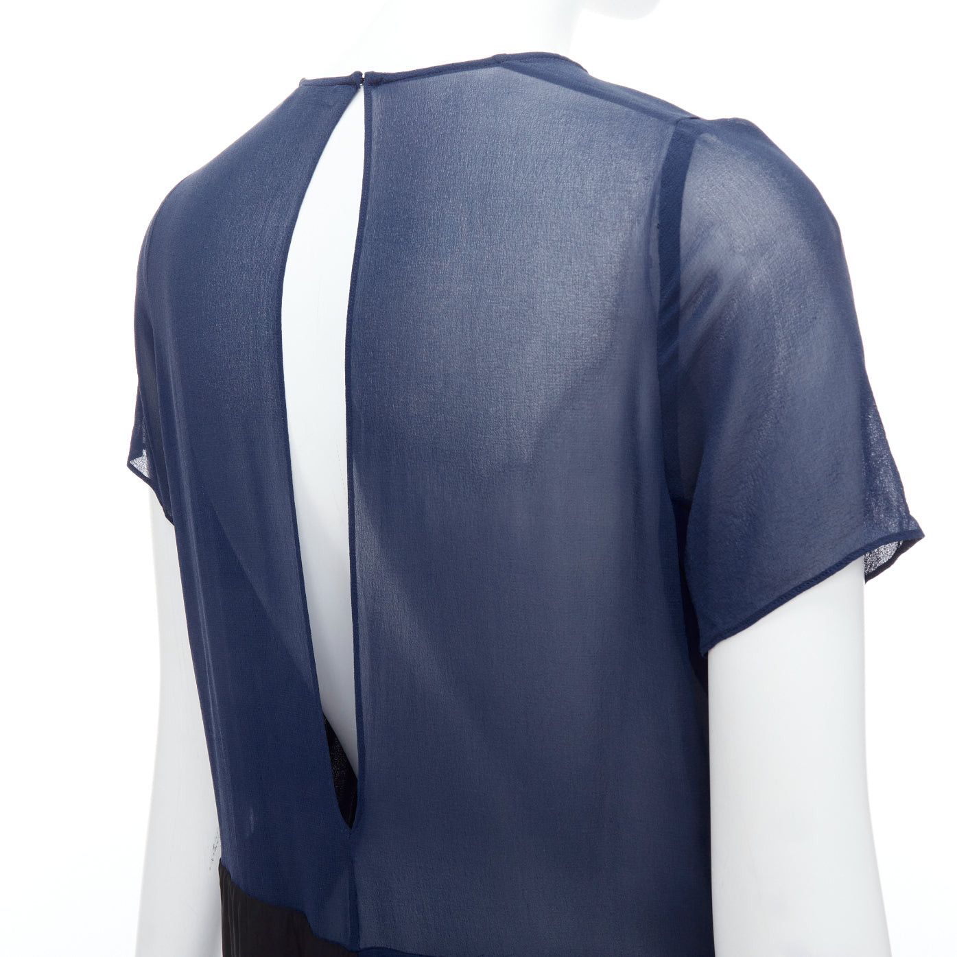 Acne Studios ACNE STUDIOS 2013 Paloma black navy bicolor drape dress FR34 XS Size XS / US 0-2 / IT 36-38 - 2 Thumbnail
