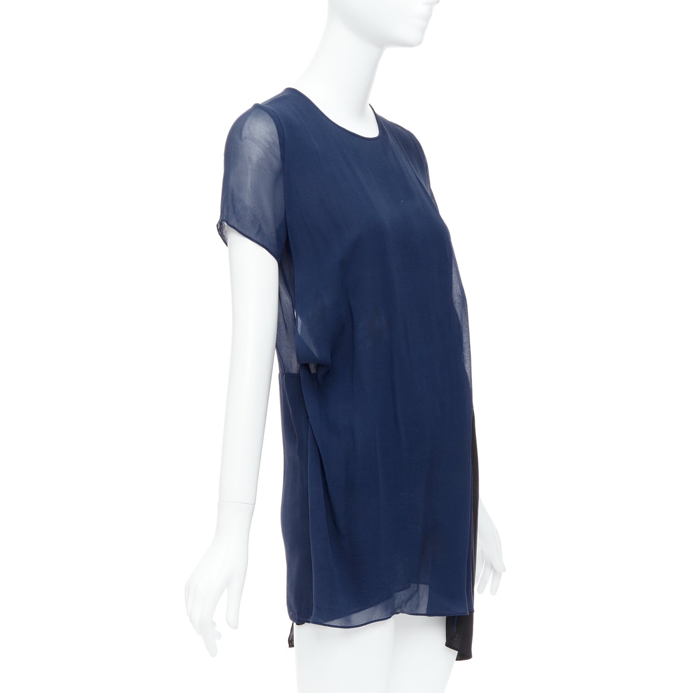 Acne Studios ACNE STUDIOS 2013 Paloma black navy bicolor drape dress FR34 XS Size XS / US 0-2 / IT 36-38 - 3 Thumbnail