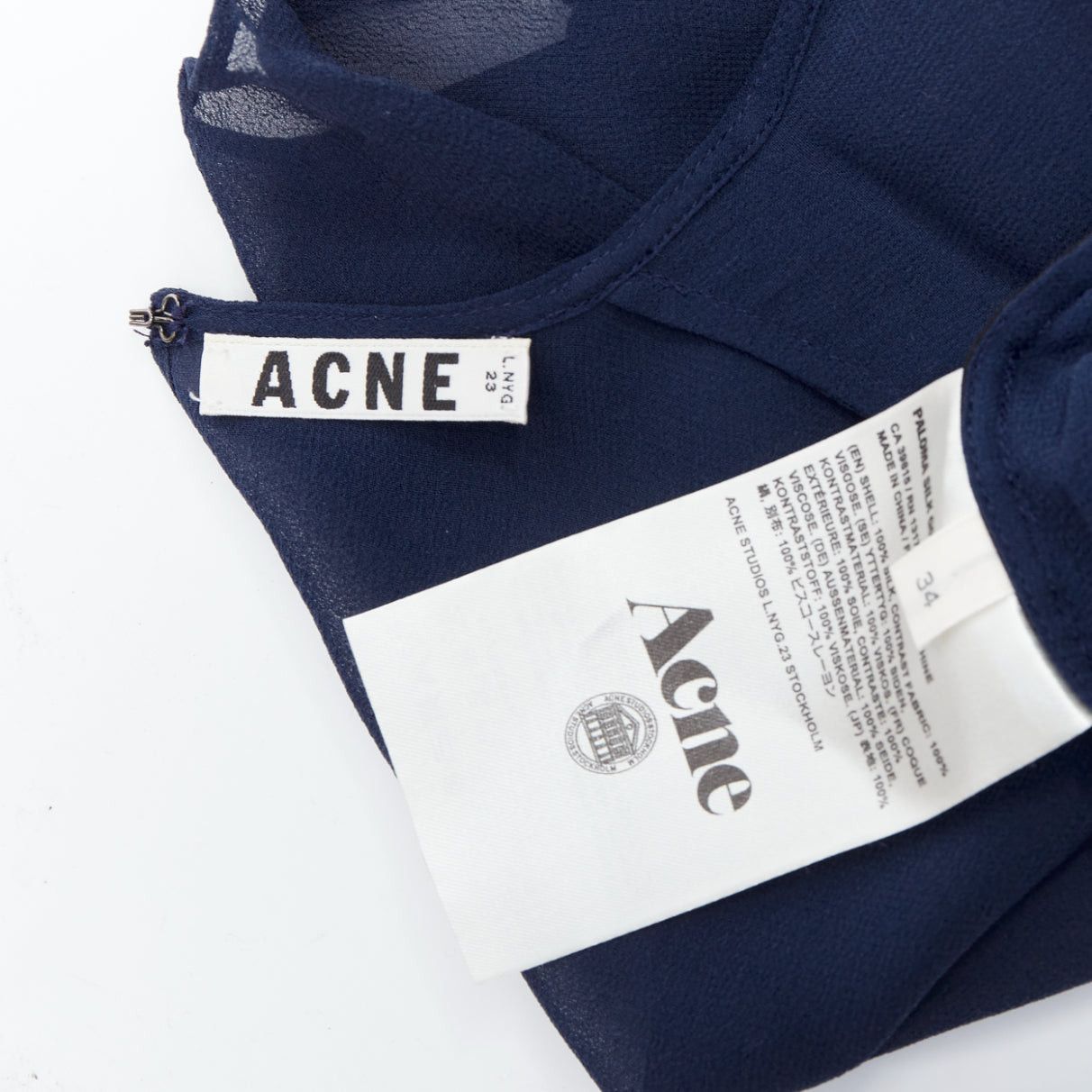Acne Studios ACNE STUDIOS 2013 Paloma black navy bicolor drape dress FR34 XS Size XS / US 0-2 / IT 36-38 - 8 Thumbnail