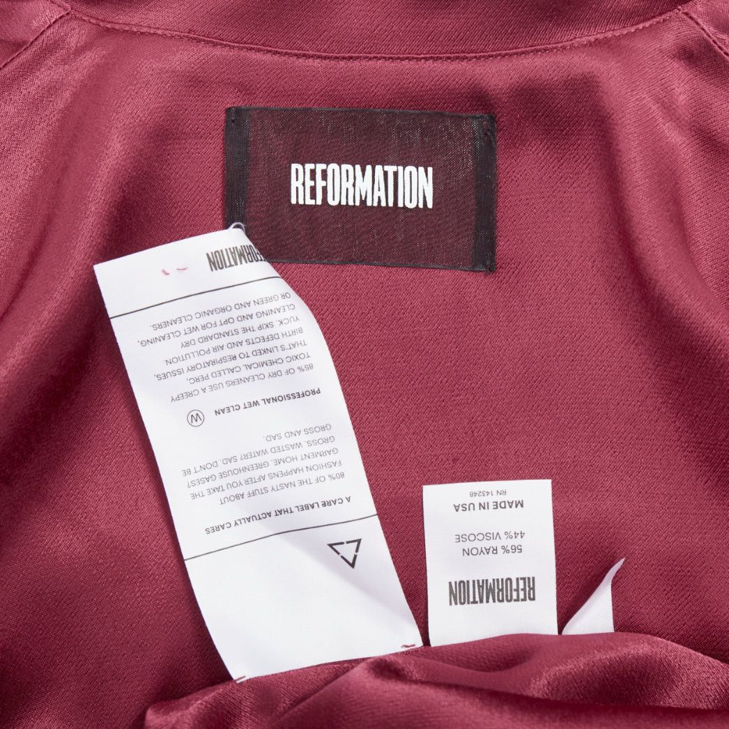 Reformation REFORMATION red satin Not Your Baby embroidery crop jacket XS Size S / US 4 / IT 40 - 8 Thumbnail
