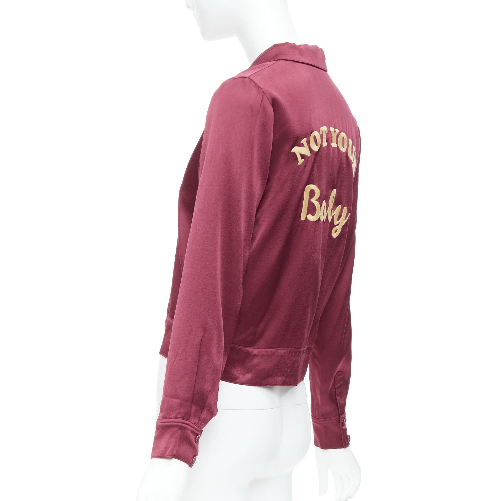 Reformation REFORMATION red satin Not Your Baby embroidery crop jacket XS Size S / US 4 / IT 40 - 5 Thumbnail