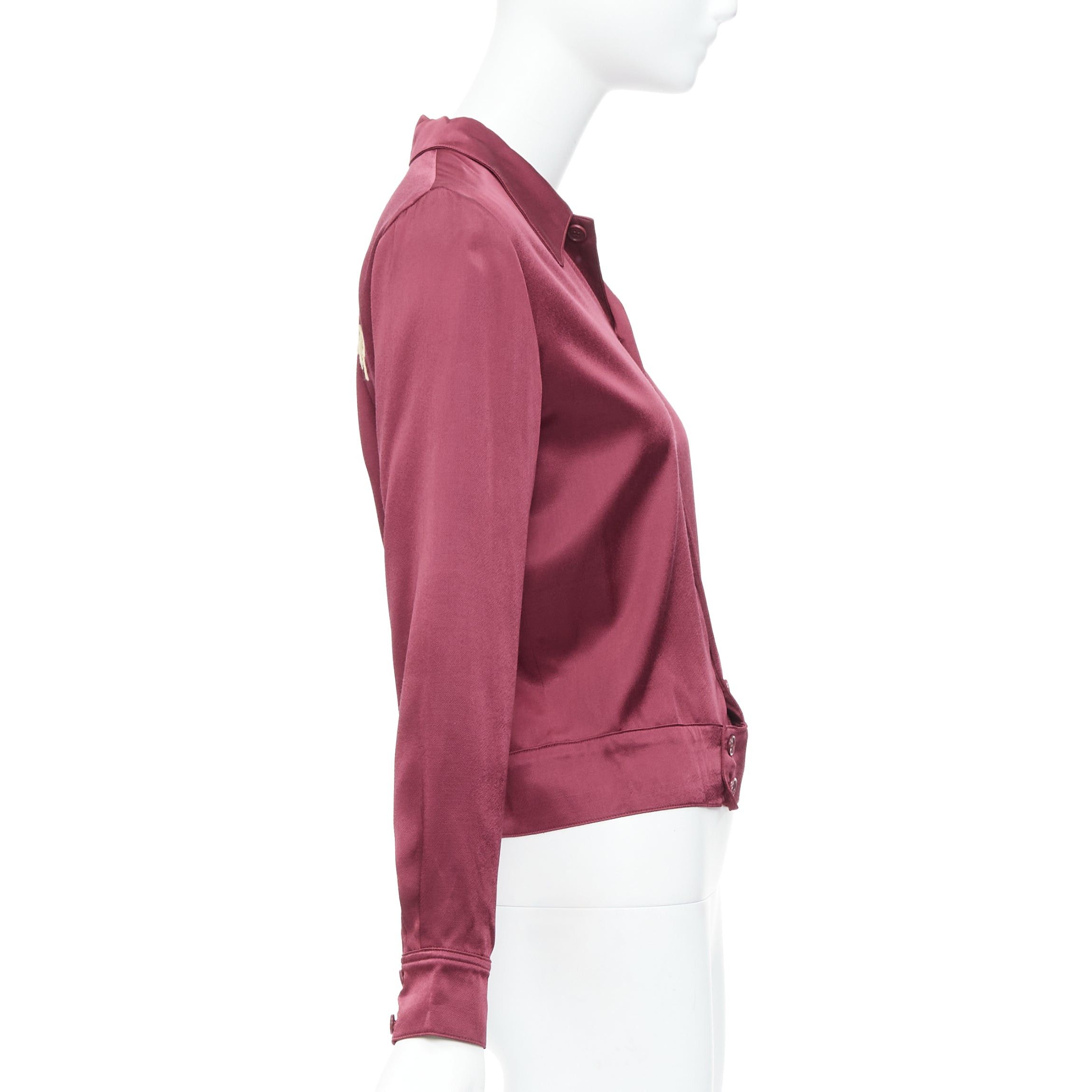 Reformation REFORMATION red satin Not Your Baby embroidery crop jacket XS Size S / US 4 / IT 40 - 4 Thumbnail