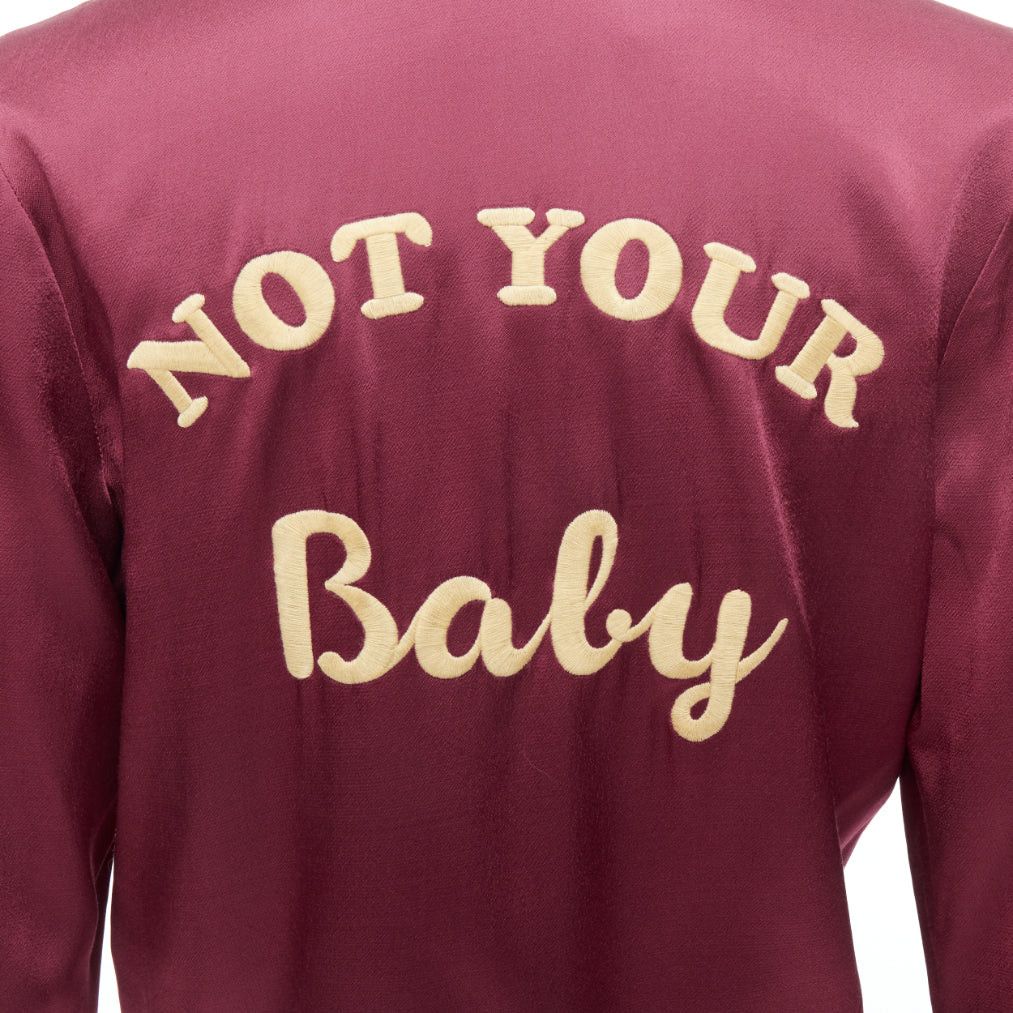 Reformation REFORMATION red satin Not Your Baby embroidery crop jacket XS Size S / US 4 / IT 40 - 6 Thumbnail