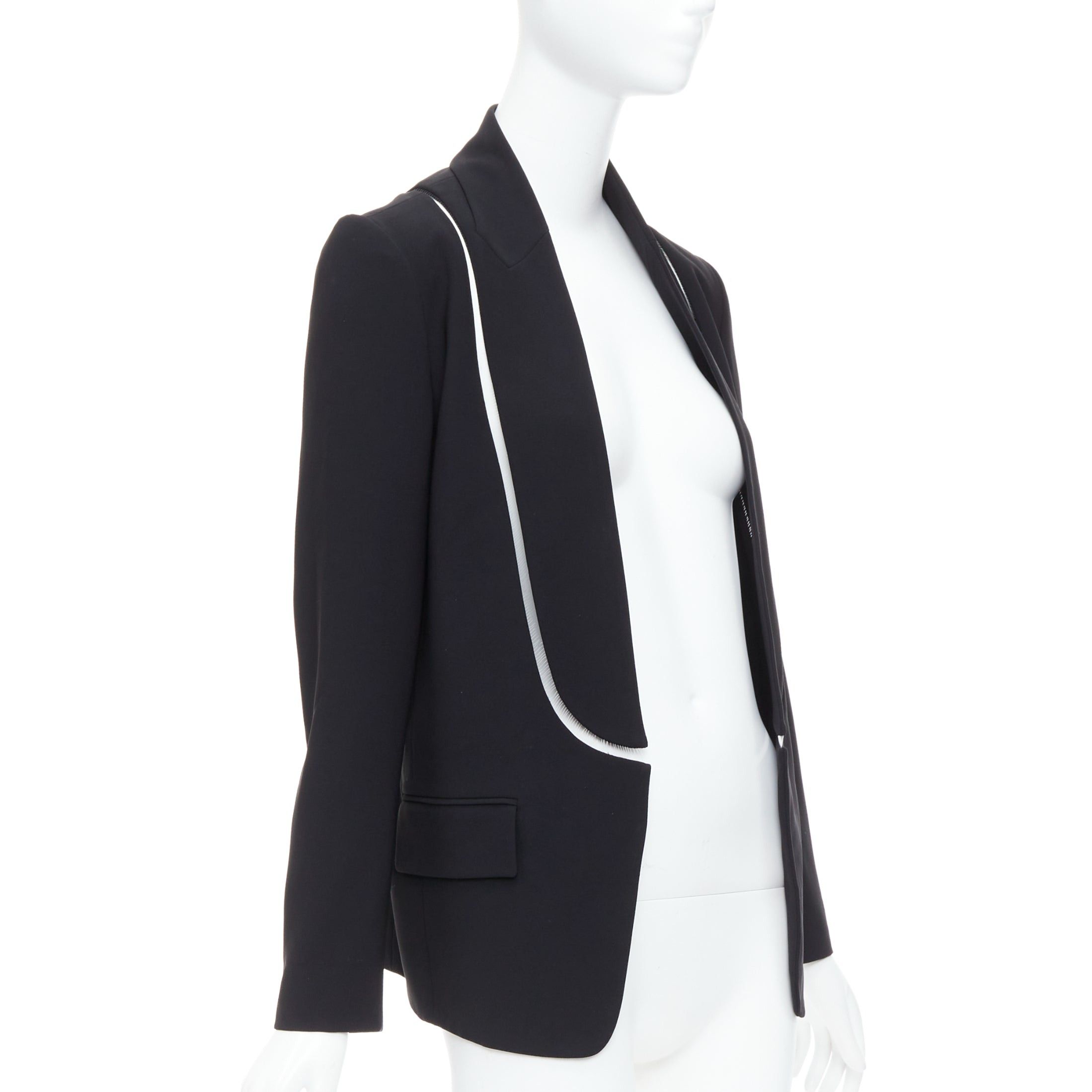 Alexander Wang ALEXANDER WANG black fish wise tcut out long blazer jacket US0 XS Size XS / US 0-2 / IT 36-38 - 3 Thumbnail