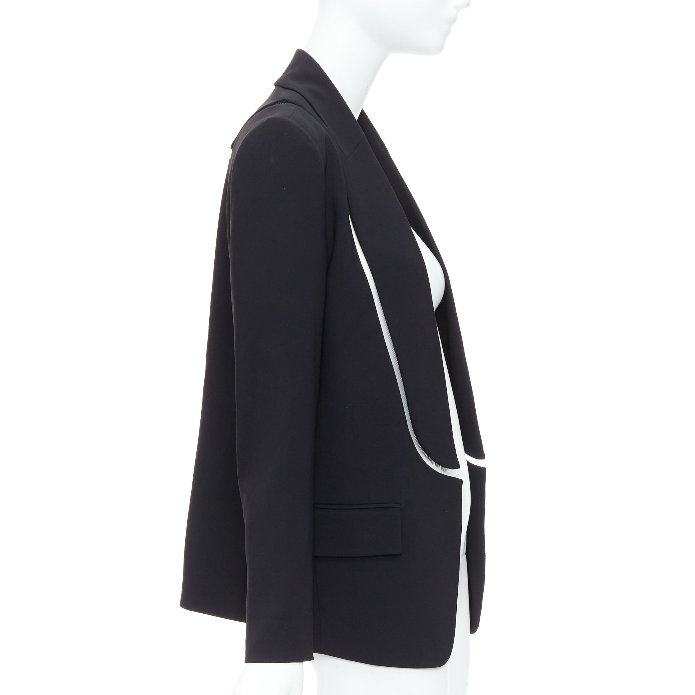 Alexander Wang ALEXANDER WANG black fish wise tcut out long blazer jacket US0 XS Size XS / US 0-2 / IT 36-38 - 4 Thumbnail