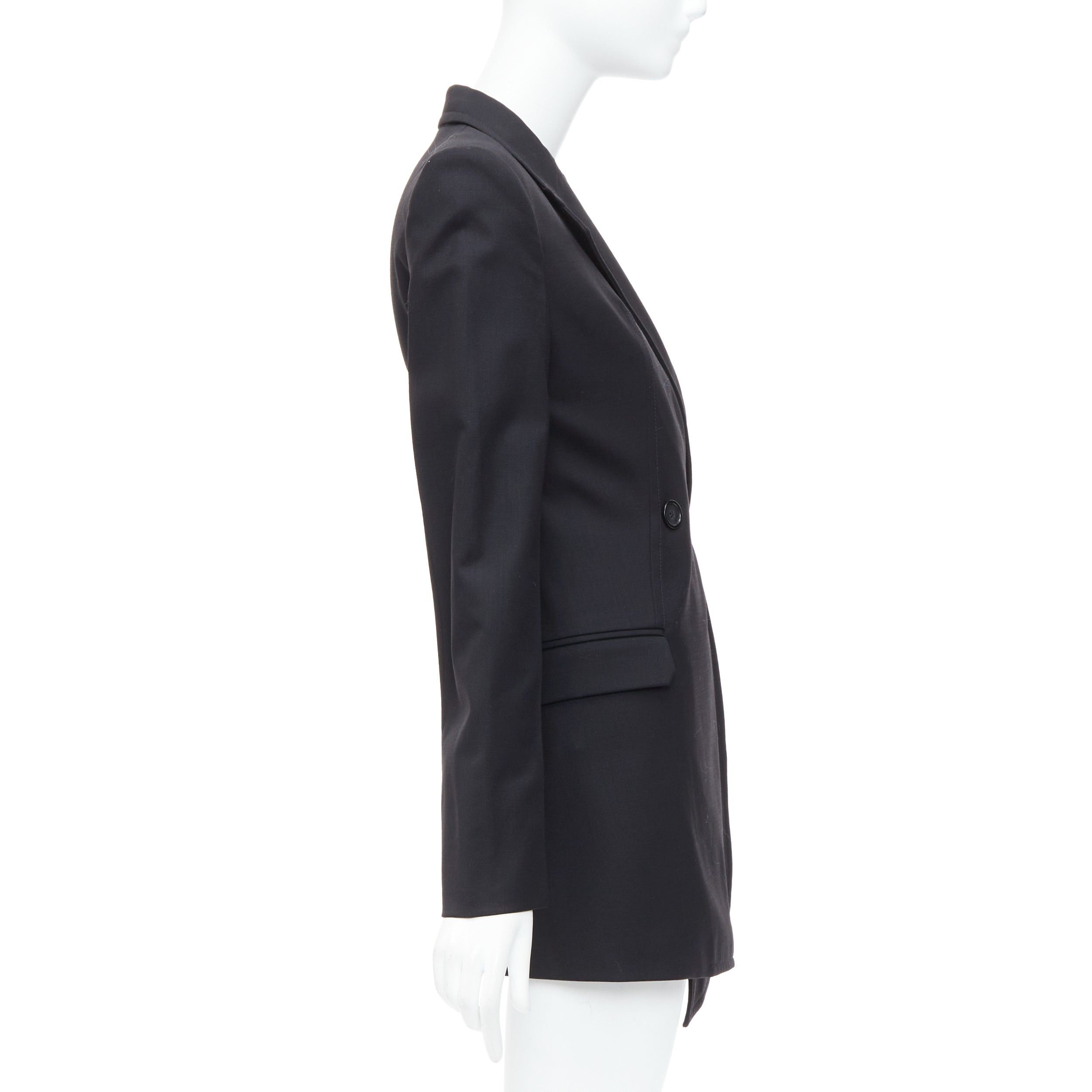 Helmut Lang HELMUT LANG black virgin wool blend twill flare long blazer US0 XS Size XS / US 0-2 / IT 36-38 - 5 Thumbnail