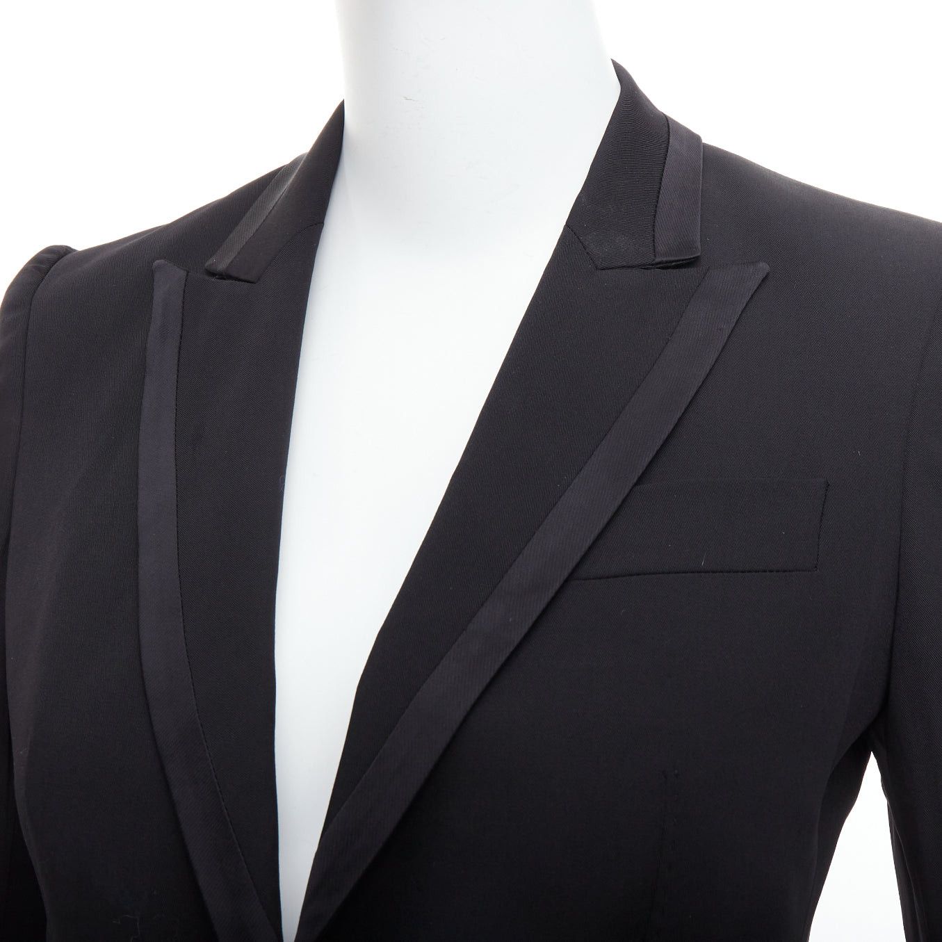 Stella McCartney STELLA MCCARTNEY 2008 black wool blend peak collar blazer IT36 XXS Size XS / US 0-2 / IT 36-38 - 2 Thumbnail