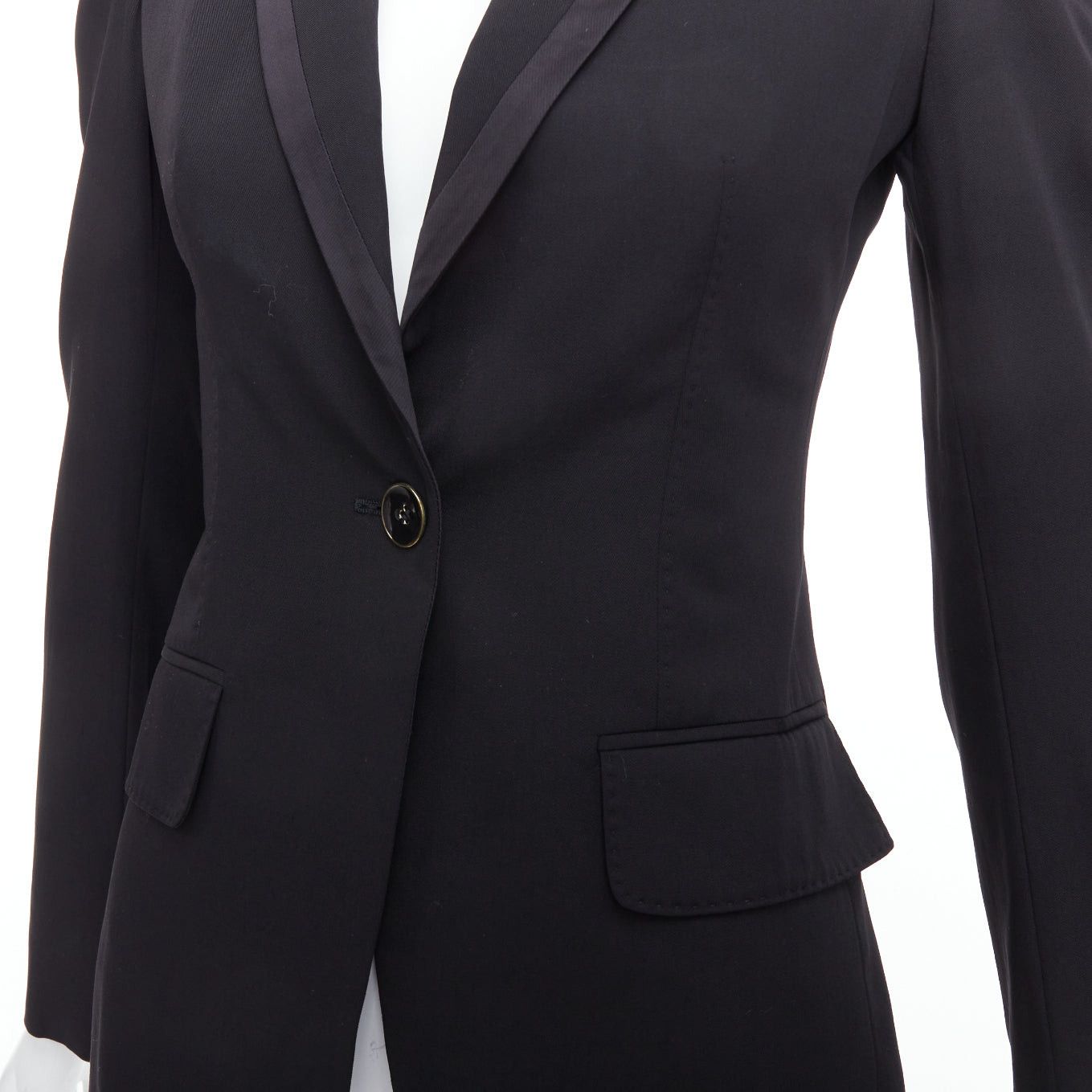 Stella McCartney STELLA MCCARTNEY 2008 black wool blend peak collar blazer IT36 XXS Size XS / US 0-2 / IT 36-38 - 8 Thumbnail