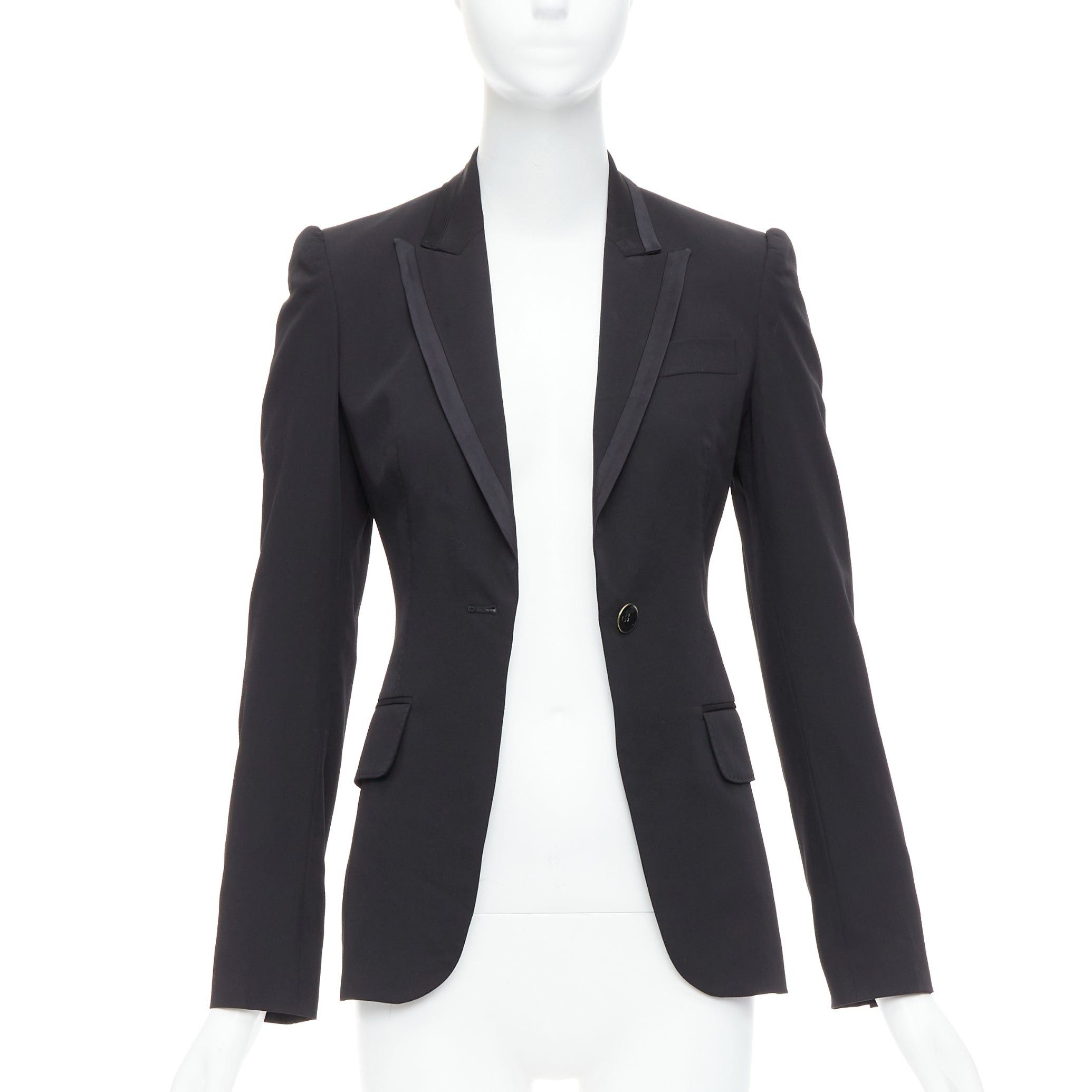 Stella McCartney STELLA MCCARTNEY 2008 black wool blend peak collar blazer IT36 XXS Size XS / US 0-2 / IT 36-38 - 3 Thumbnail