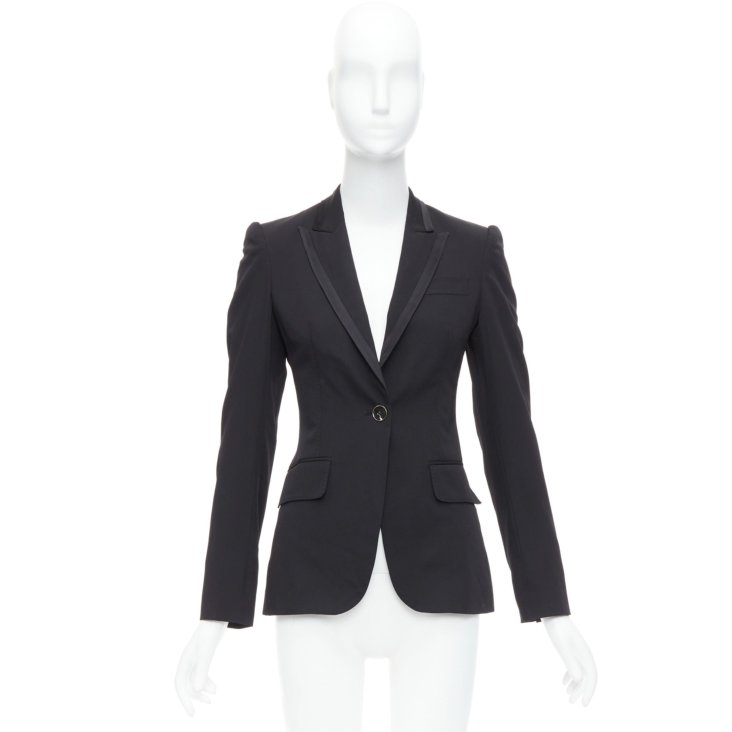 Stella McCartney STELLA MCCARTNEY 2008 black wool blend peak collar blazer IT36 XXS Size XS / US 0-2 / IT 36-38 - 10 Thumbnail