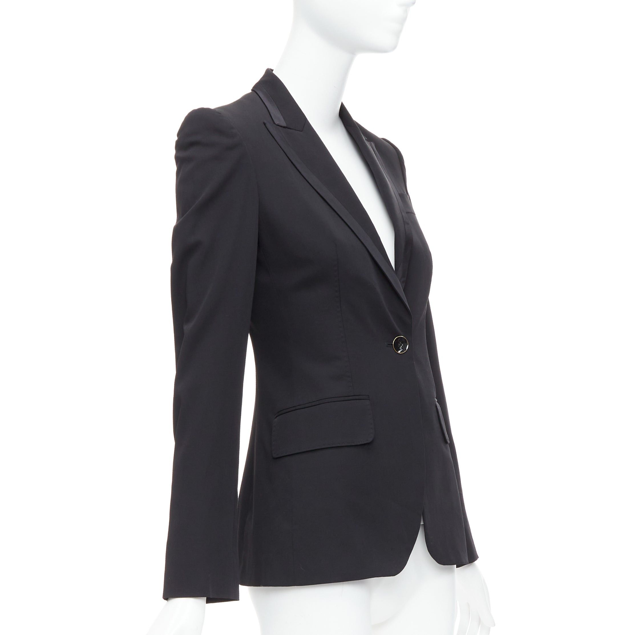 Stella McCartney STELLA MCCARTNEY 2008 black wool blend peak collar blazer IT36 XXS Size XS / US 0-2 / IT 36-38 - 4 Thumbnail