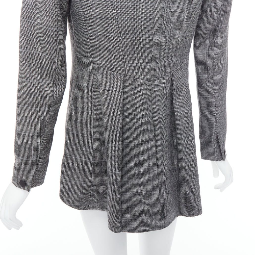 Rag & Bone RAG & BONE grey checkered wool black leather collar tux blazer US2 S Size S / US 4 / IT 40 - 8 Thumbnail